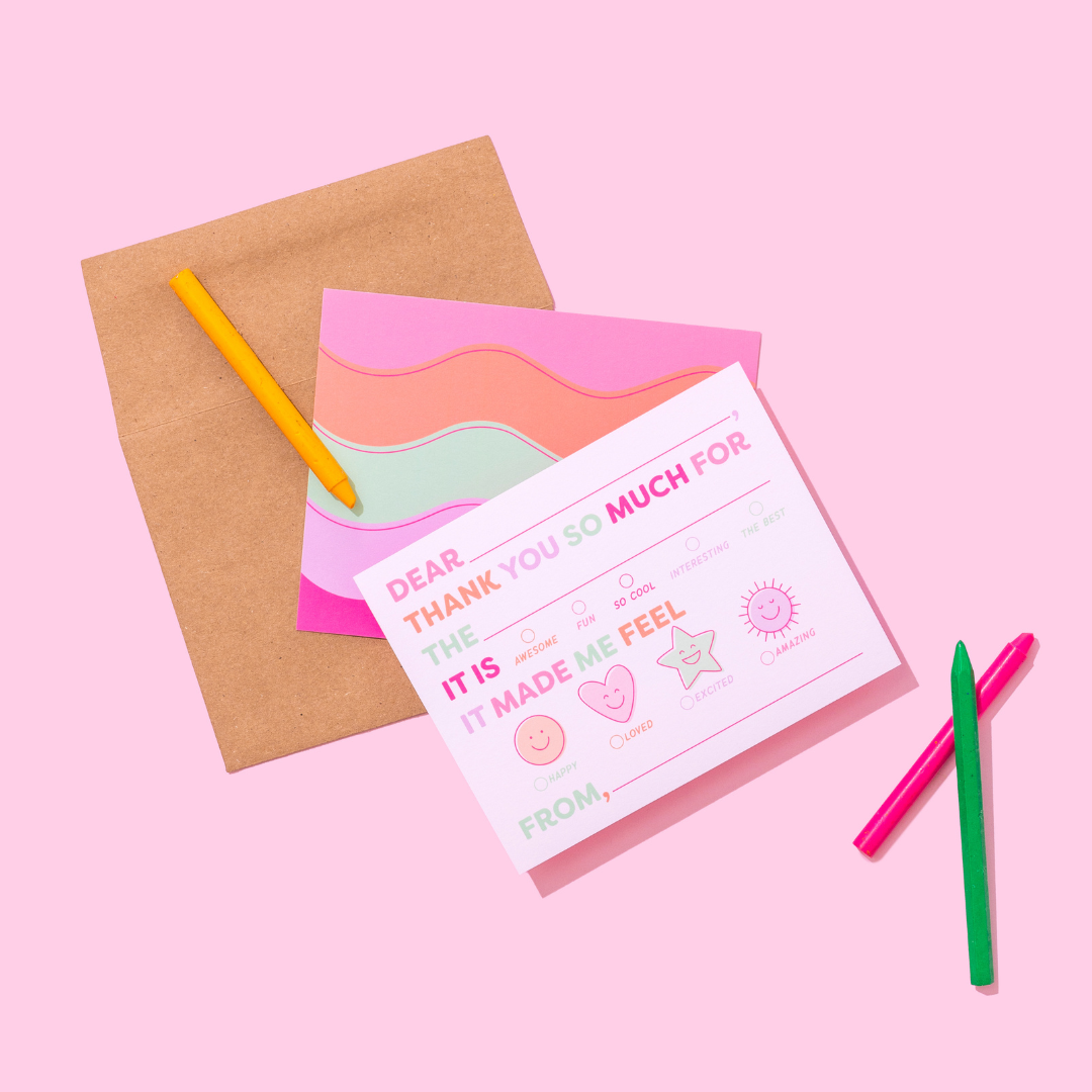 Kids Emotions Fill In Thank You Notes - Pinks