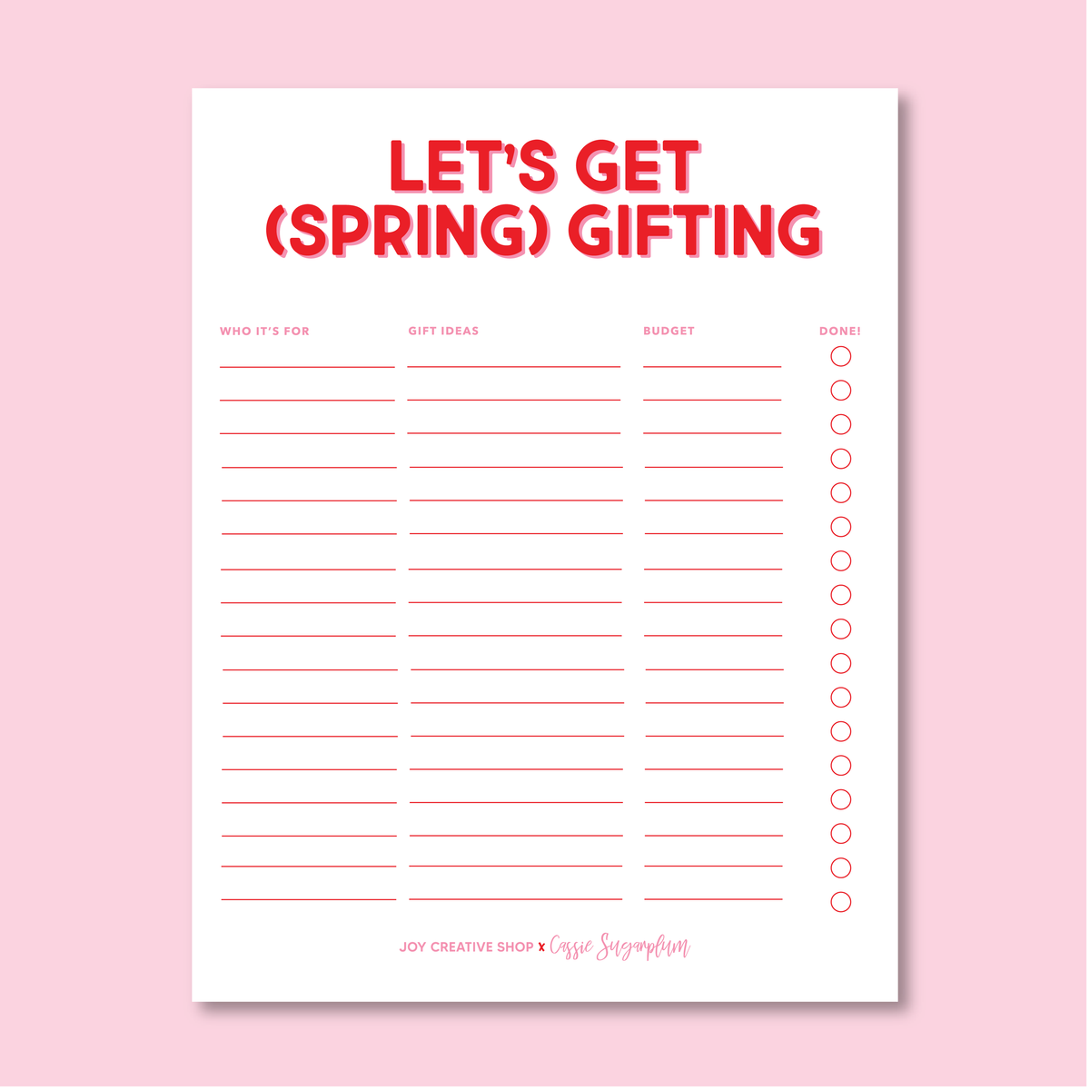 Spring Gifting Printable : Cassie Sugarplum x JCS