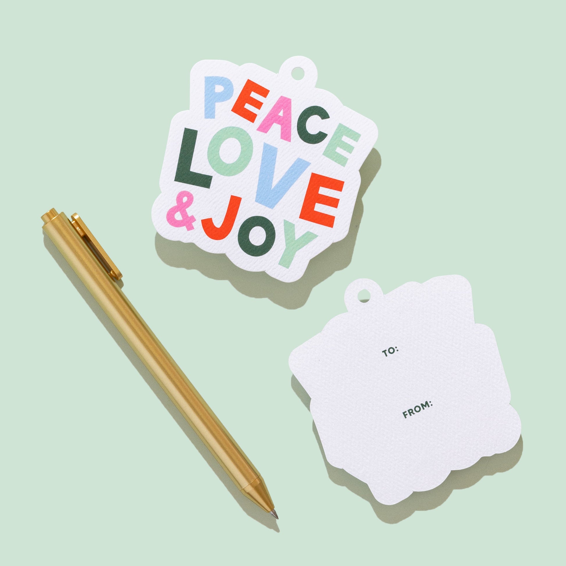 Peace, Love & Joy Die Cut Tags