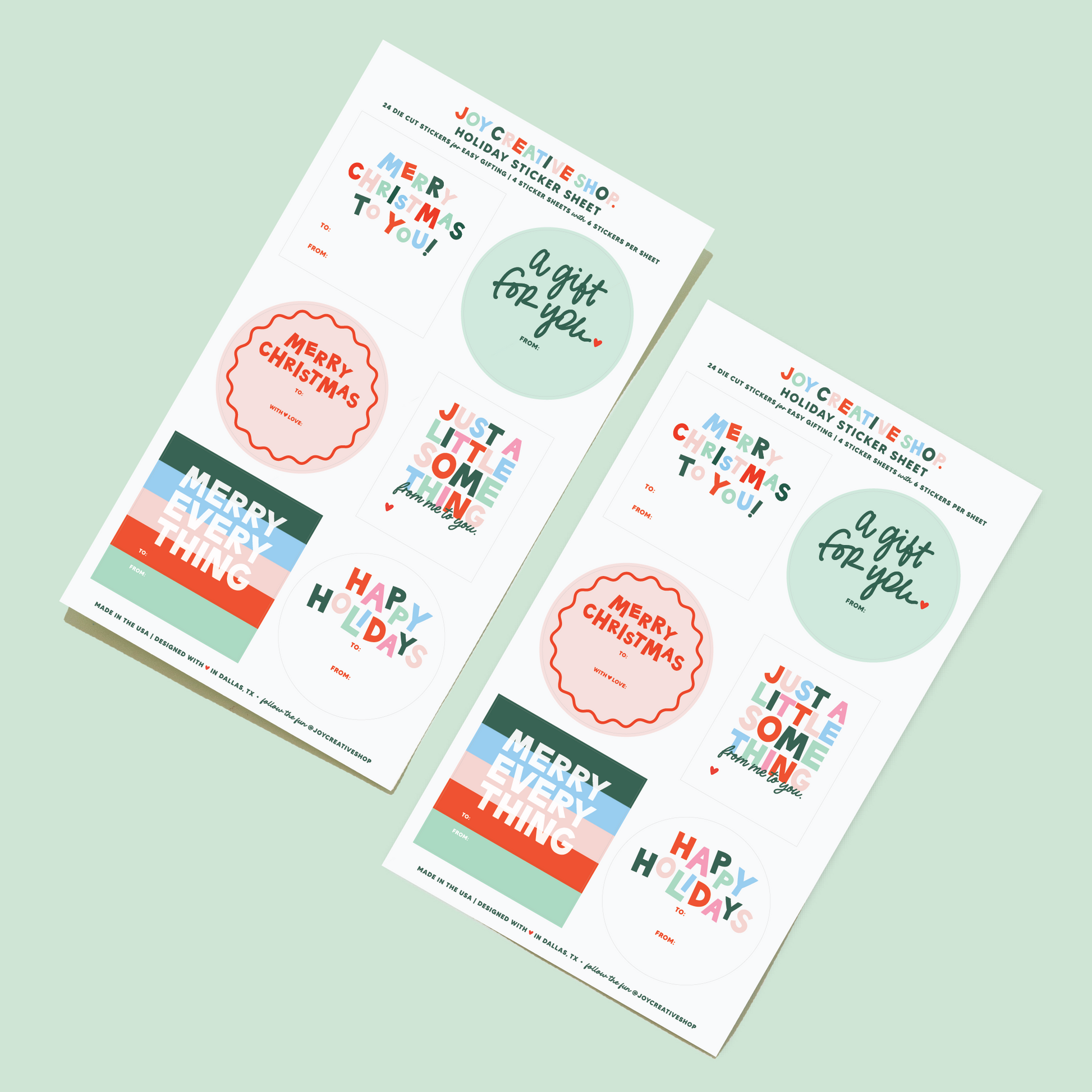 2025 Holiday Assorted To From Sticker Sheets