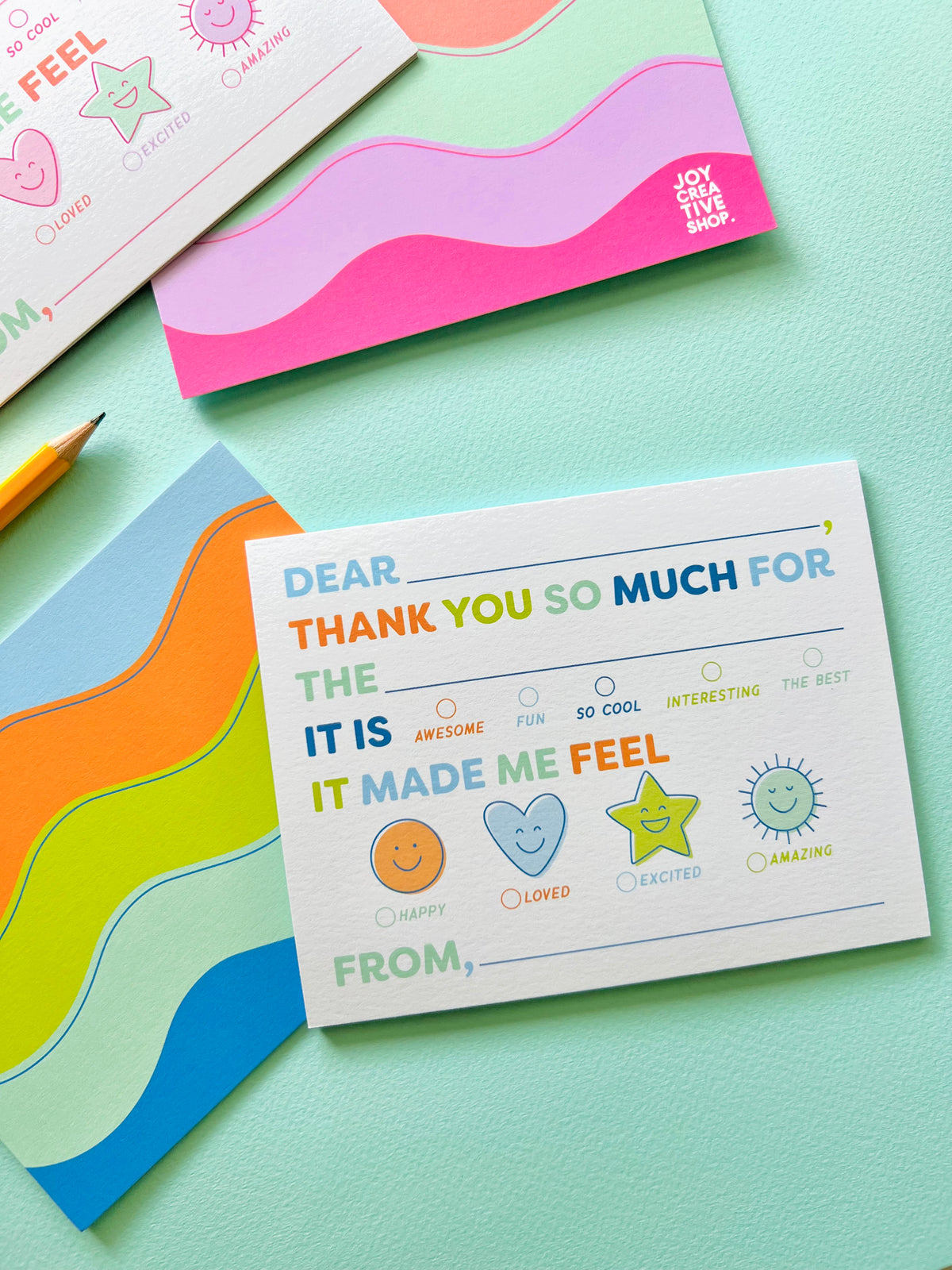 Kids Emotions Fill In Thank You Notes - Blues