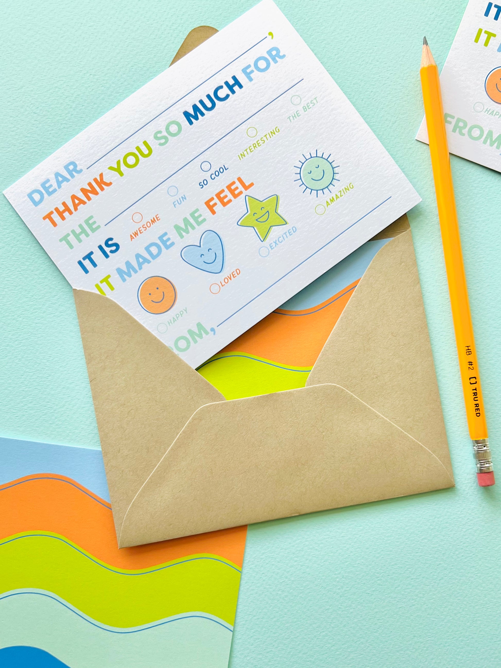 Kids Emotions Fill In Thank You Notes - Blues