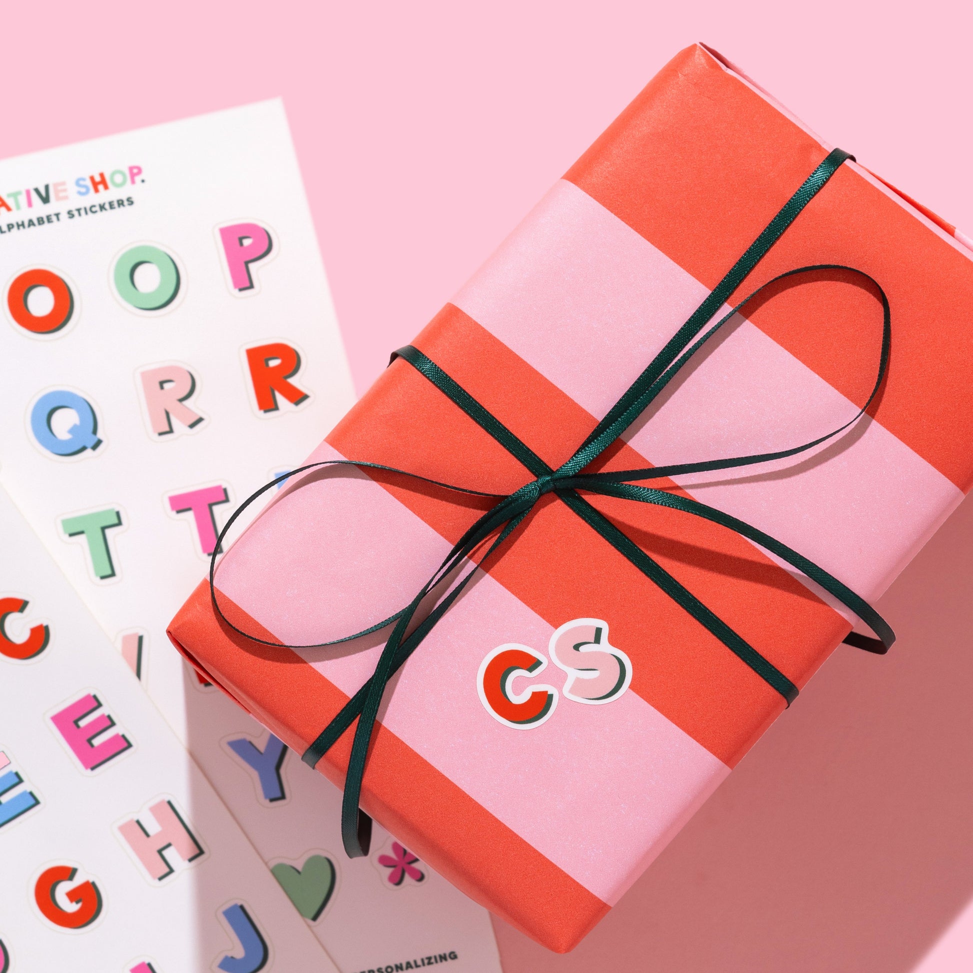 Pink and Red Stripe Wrapping Paper Roll