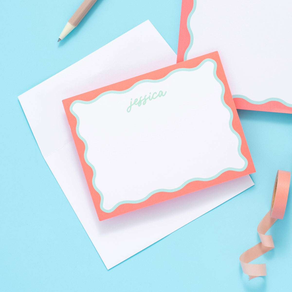 Wavy Collection Personalized Stationery