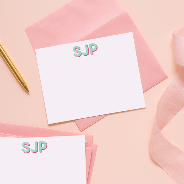 Monogram Stationery  Personalized Notecards – Add Pink and Stir Stationery