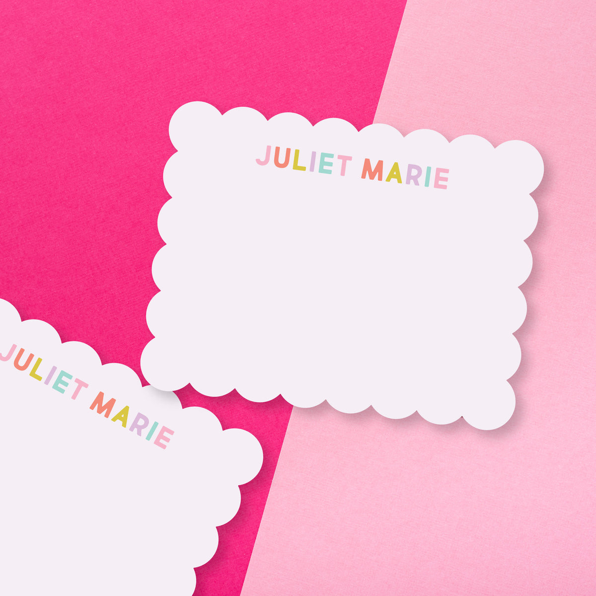 Personalized Scallop Stationery Pinks