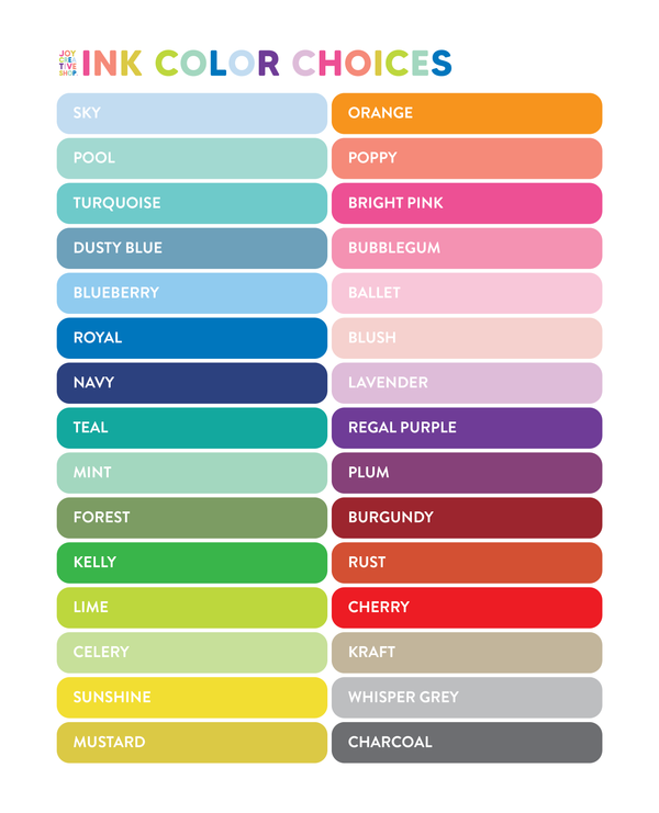 color chart with names for kids