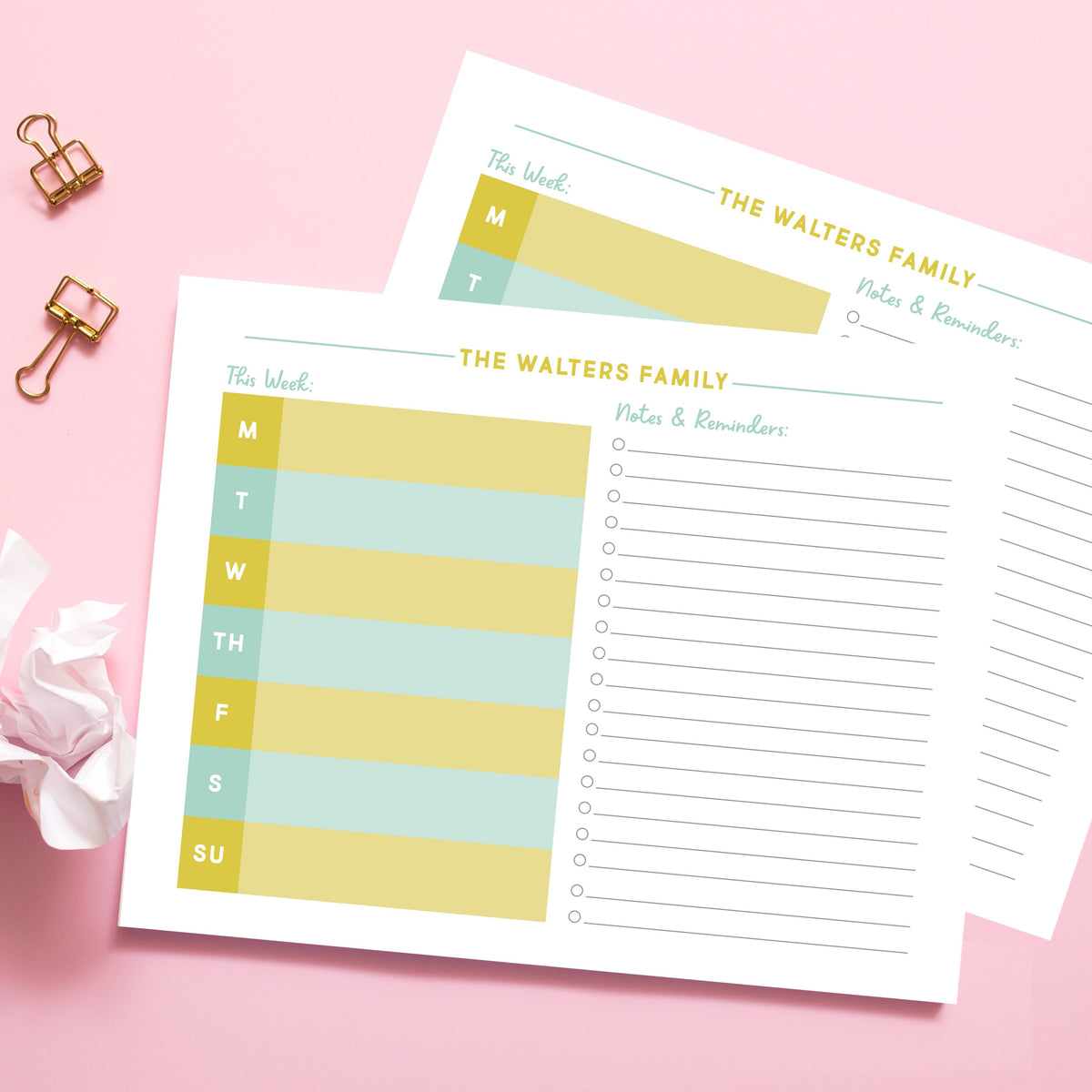 Personalized Weekly Family Planner