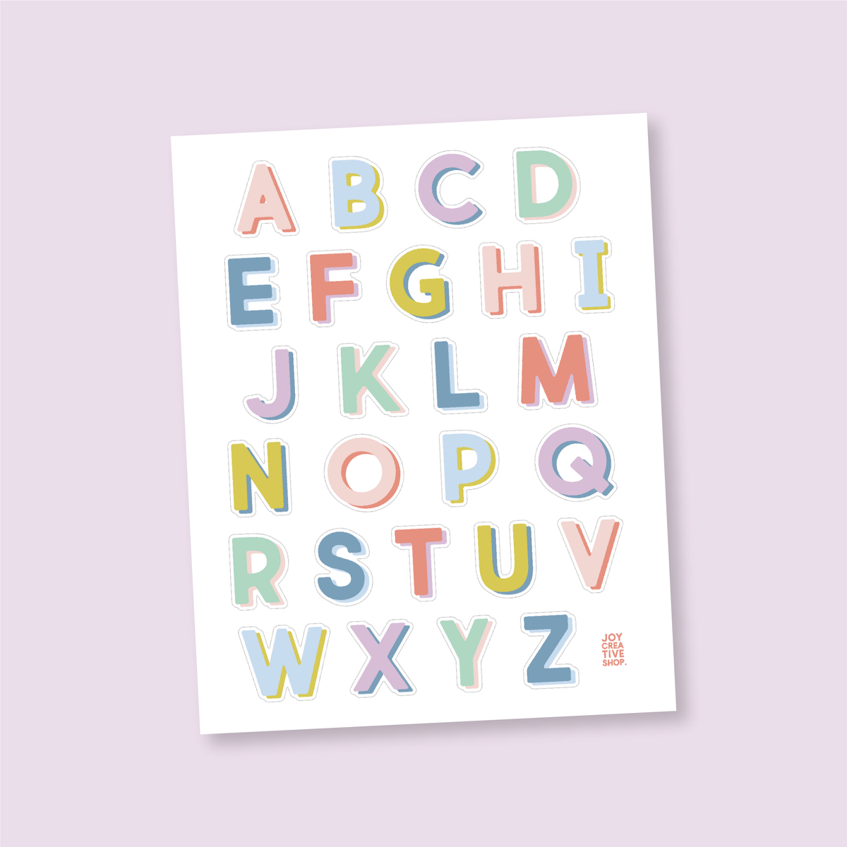 Pastels Vinyl Alphabet Stickers - A thru Z