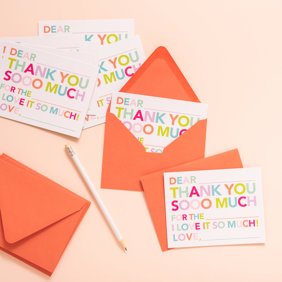 Kid&#39;s Fill In Thank You Notes - Pinks - Joy Creative Shop