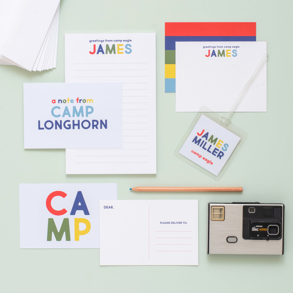 Camp Personalized Stationery - Blue