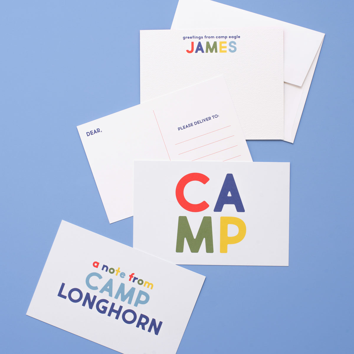 Camp Personalized Postcard - Blue