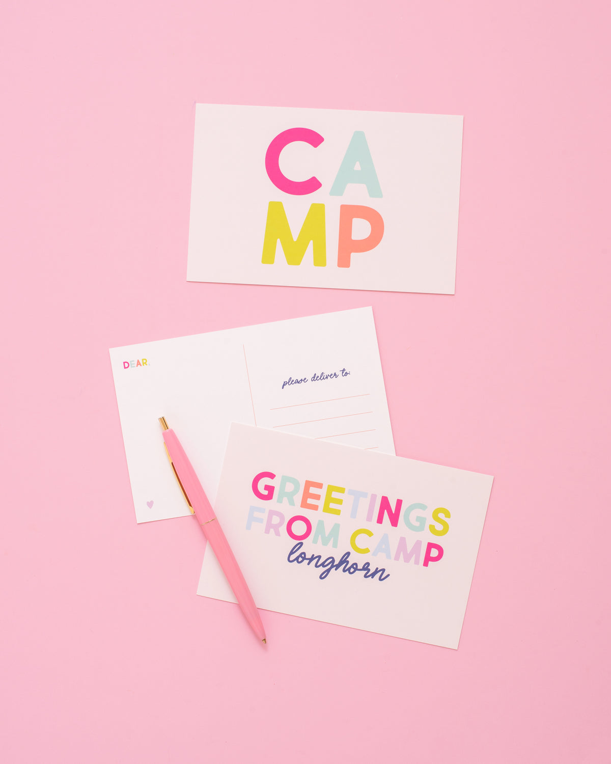 Camp Personalized Postcard - Pink