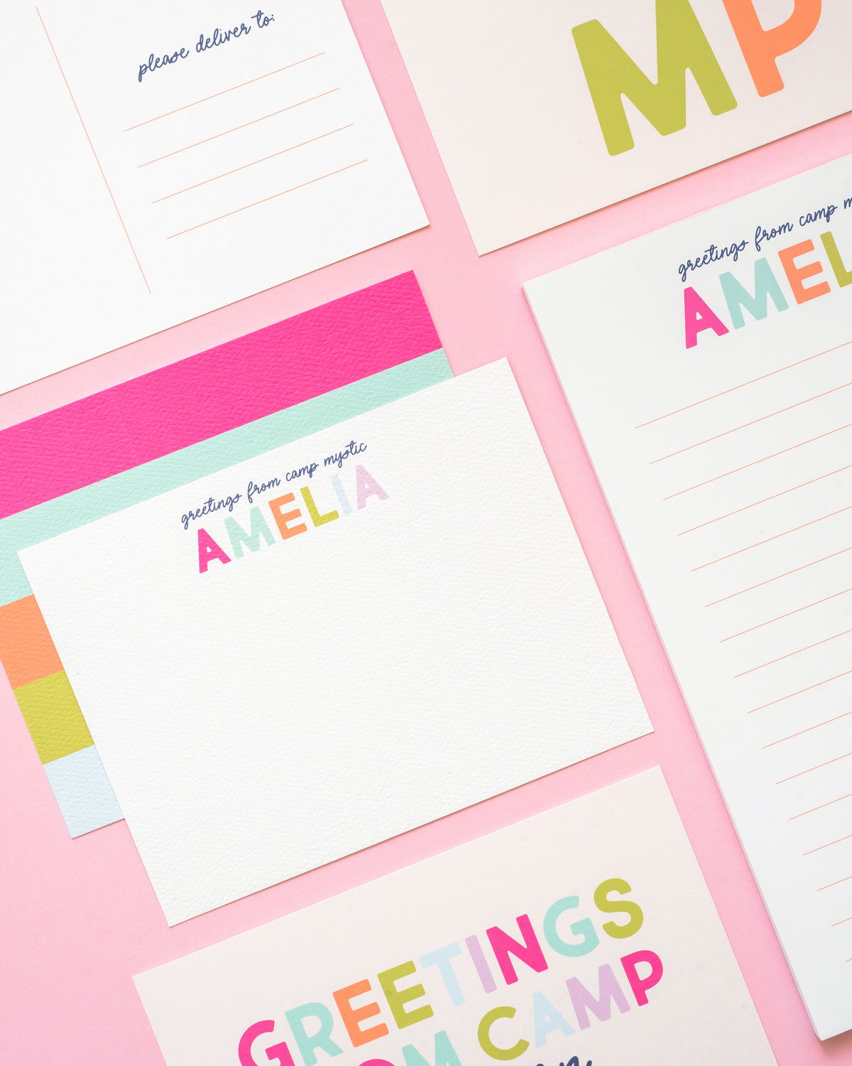 Camp Personalized Stationery - Pink