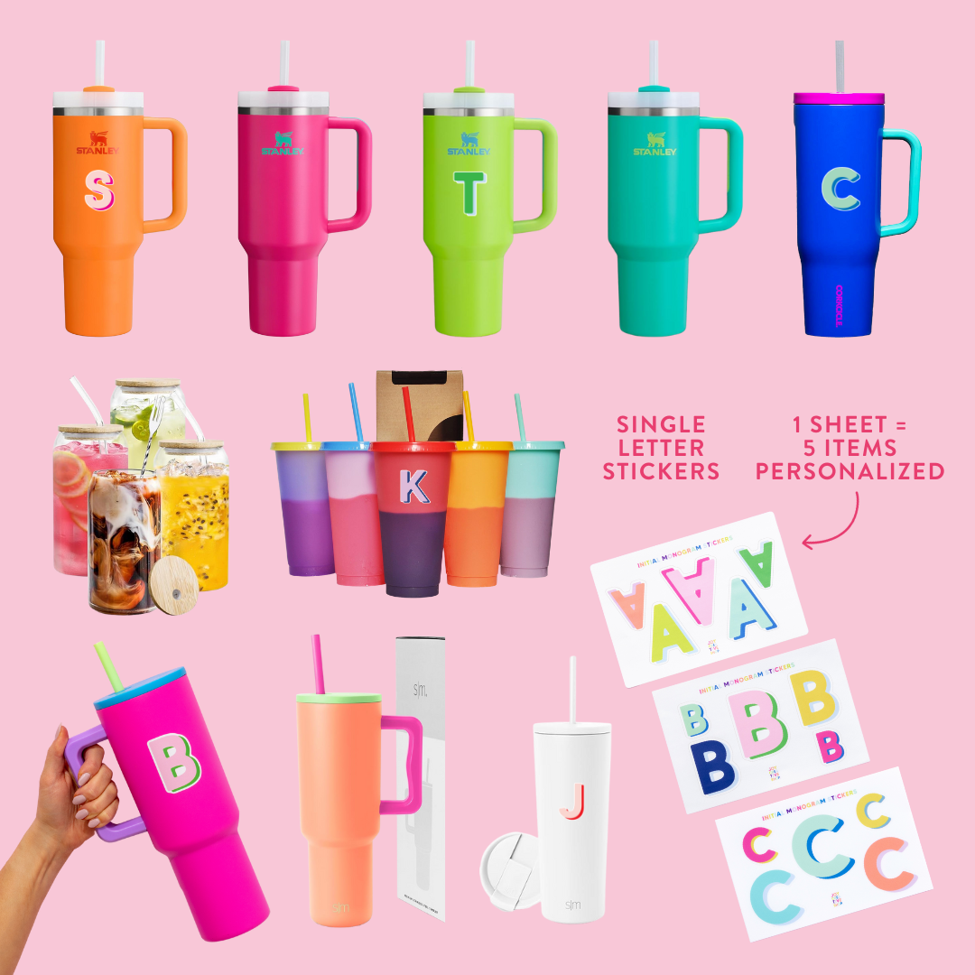Brights Water Bottle Alphabet Stickers Pairings