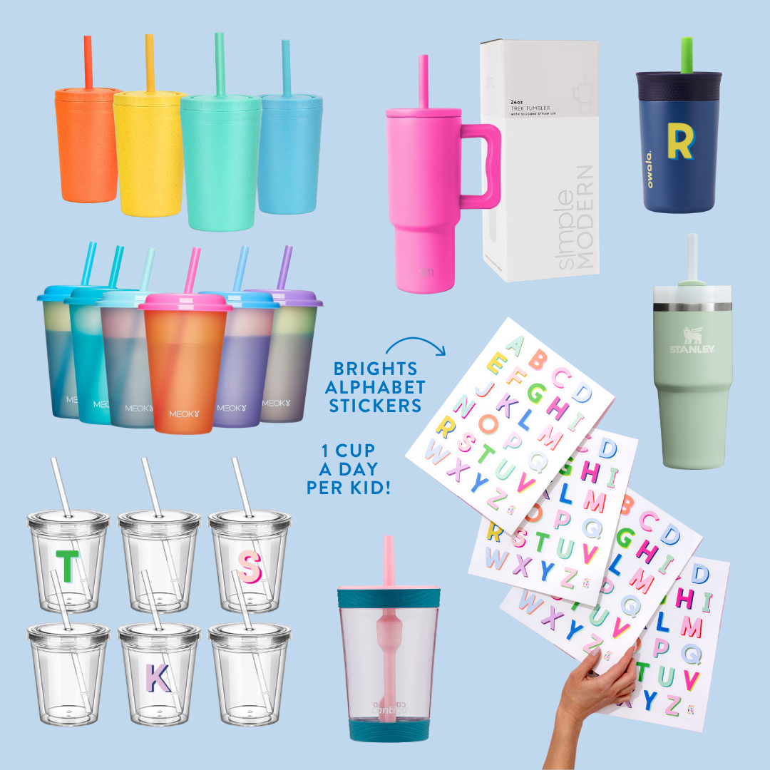 Kids Water Bottle Alphabet Stickers Pairings