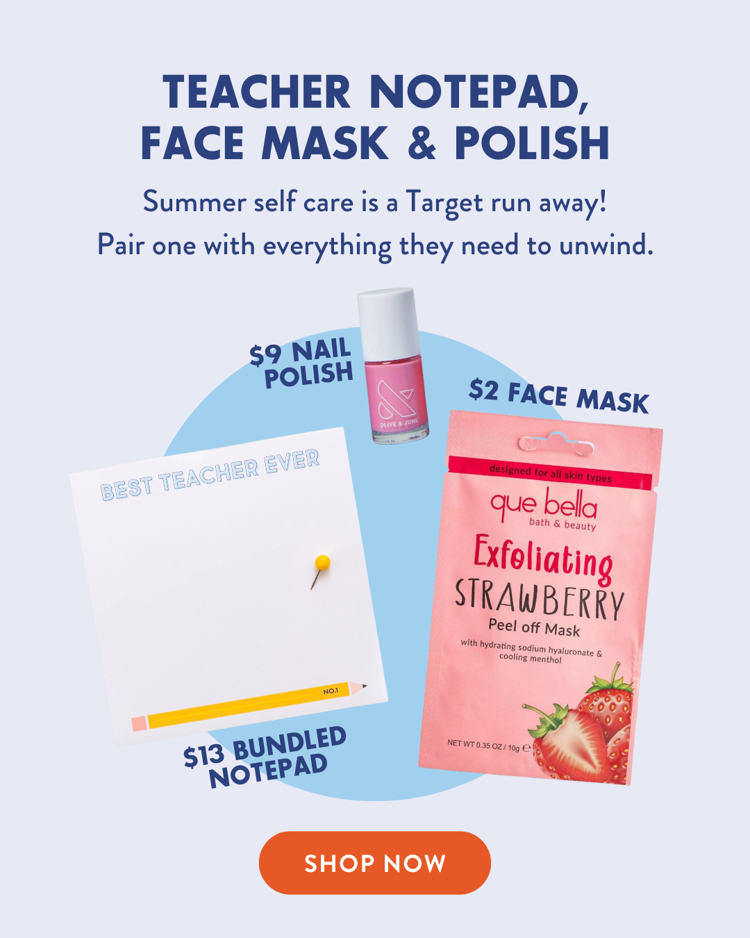 Teacher Gift Under $25 : Teacher Notepad, Face Mask & Polish