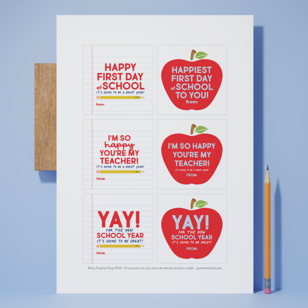 Free Back to School Gift Tags Printable – Joy Creative Shop