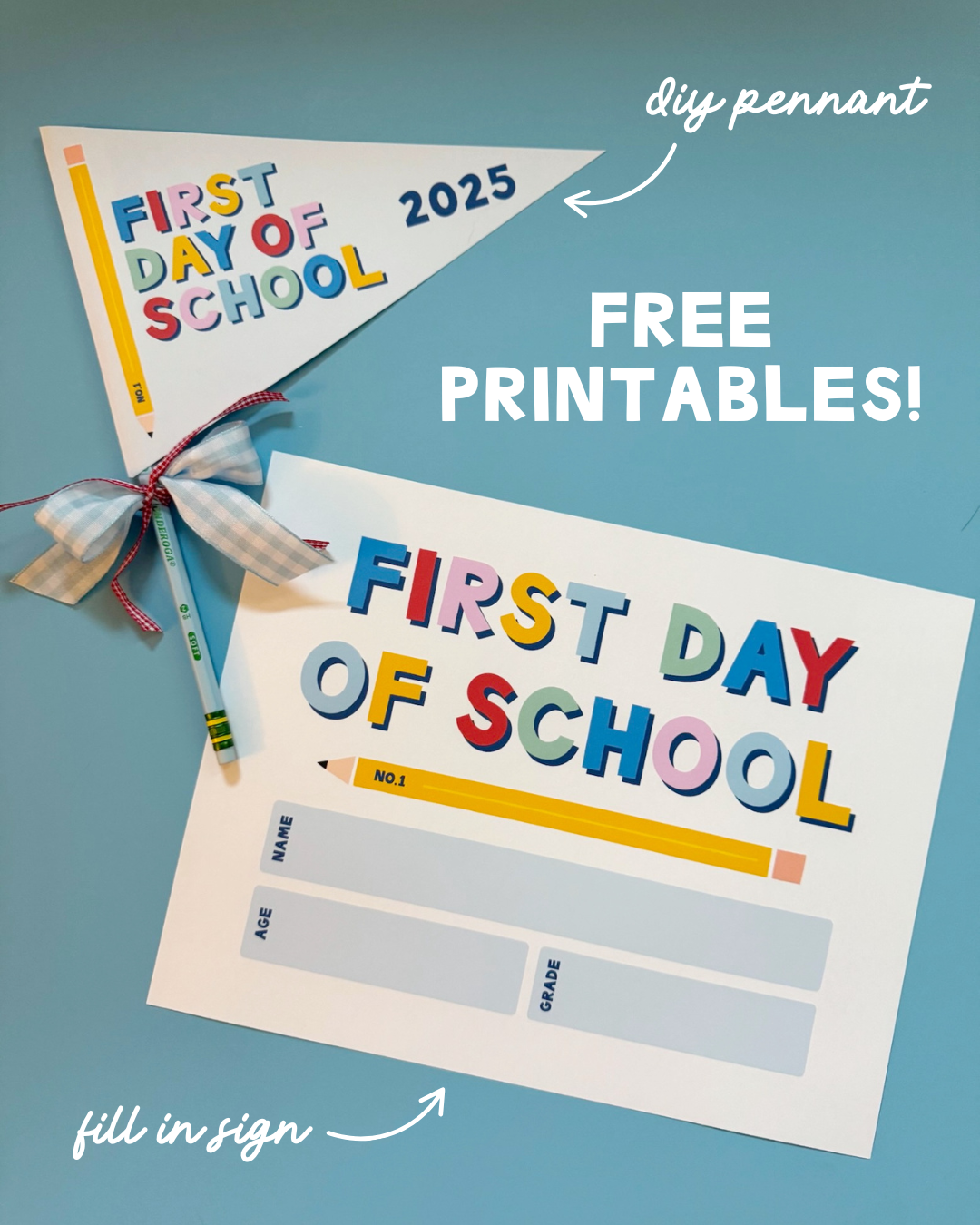 FREE Back to School Printables - Pennant & Fill In Sign