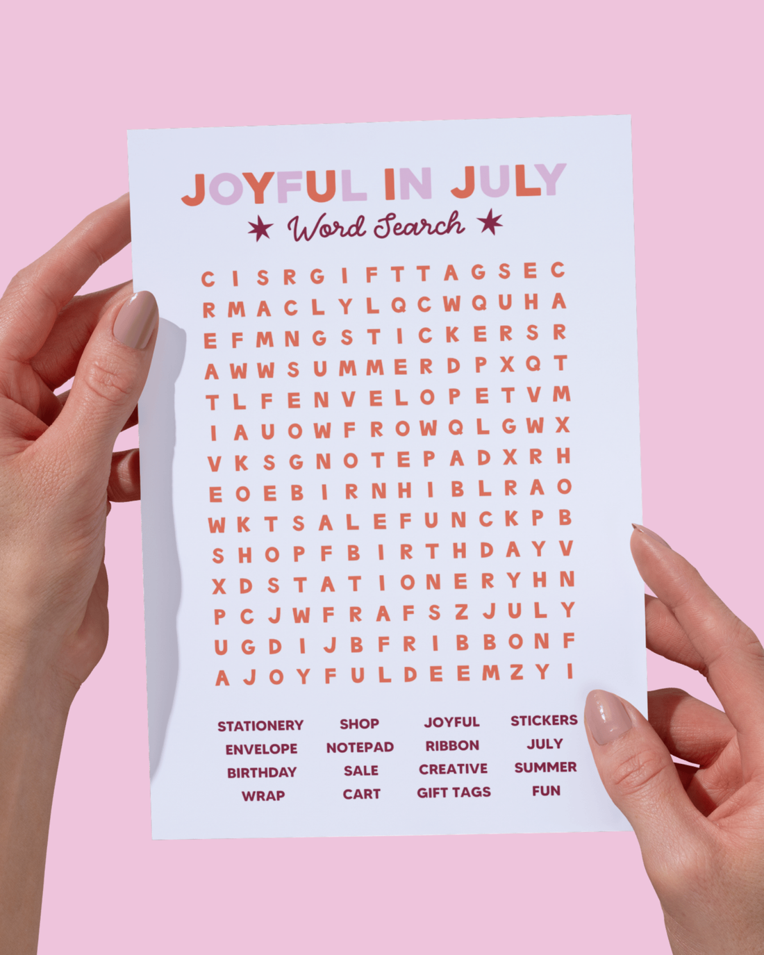 FREE Joyful in July 2026 Word Search Printable