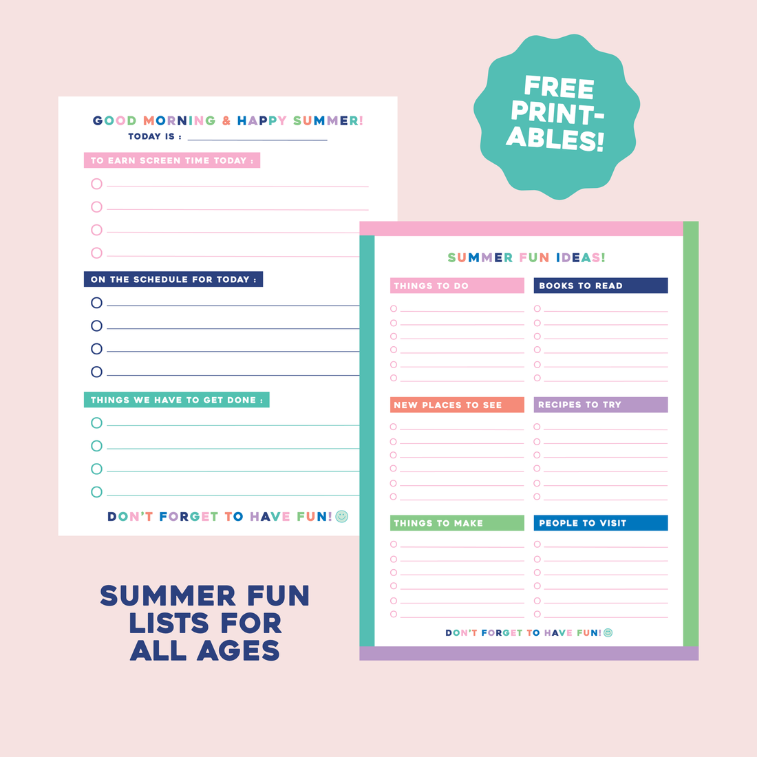 FREE Summer List Printables 2026