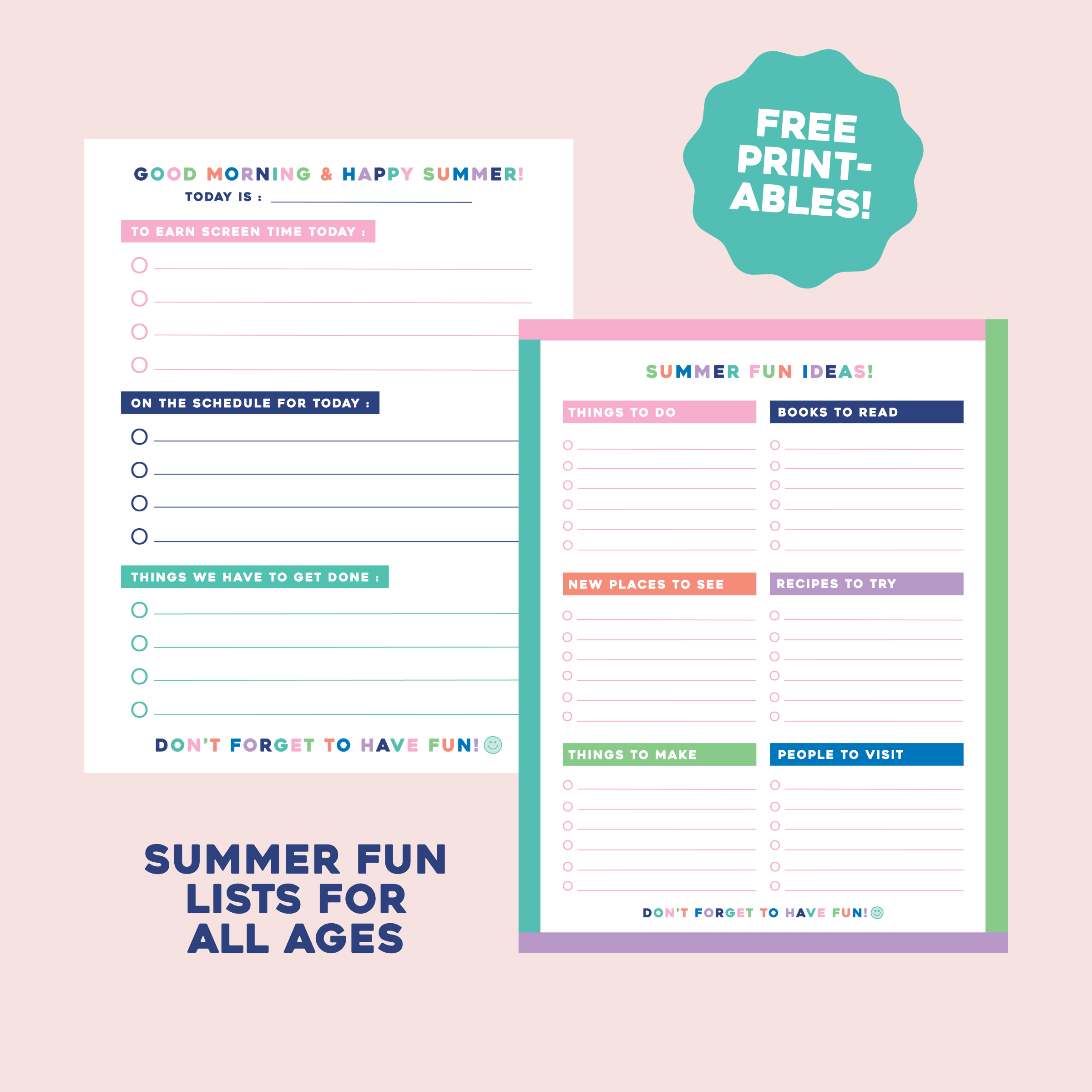 FREE Summer List Printables 2026