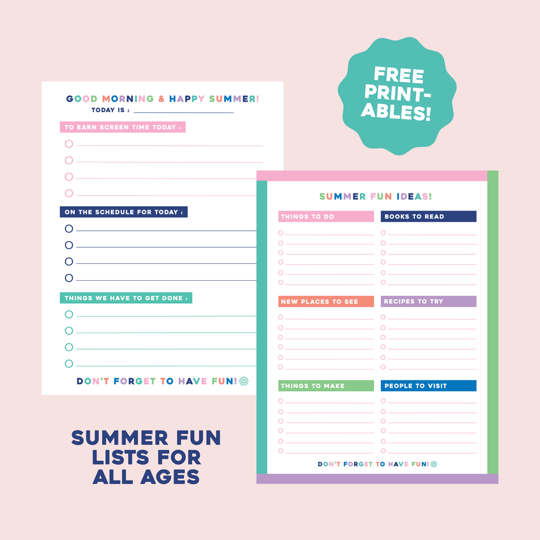 FREE Summer List Printables 2026