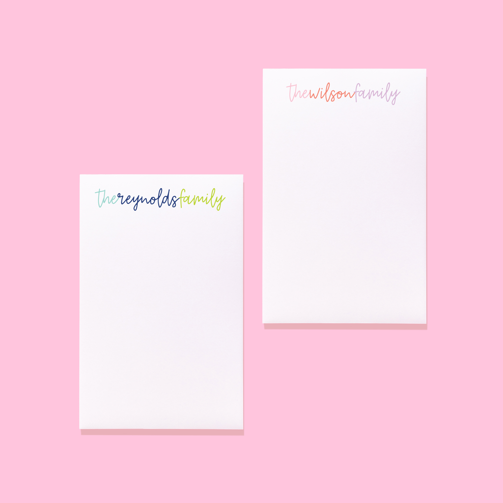 Family Connecting Script Personalized Notepad