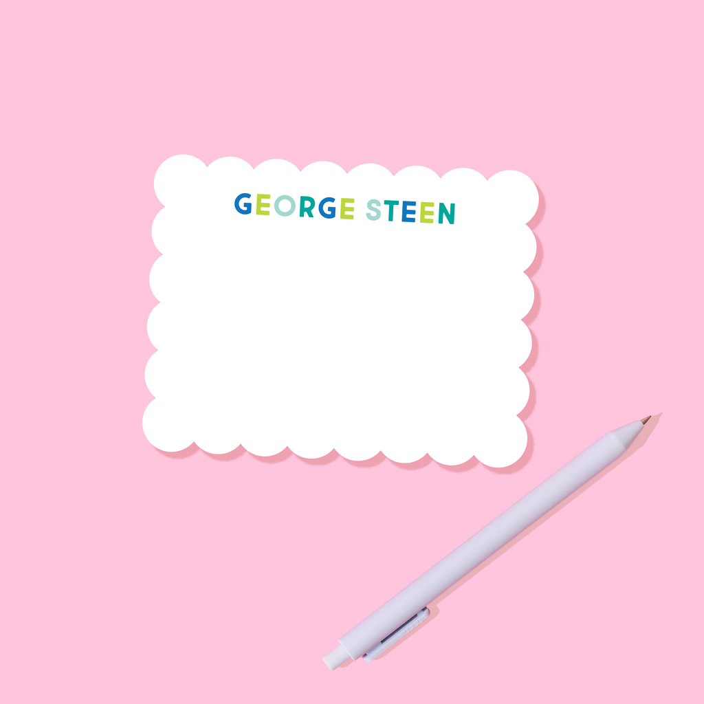 Personalized Scallop Stationery Blues