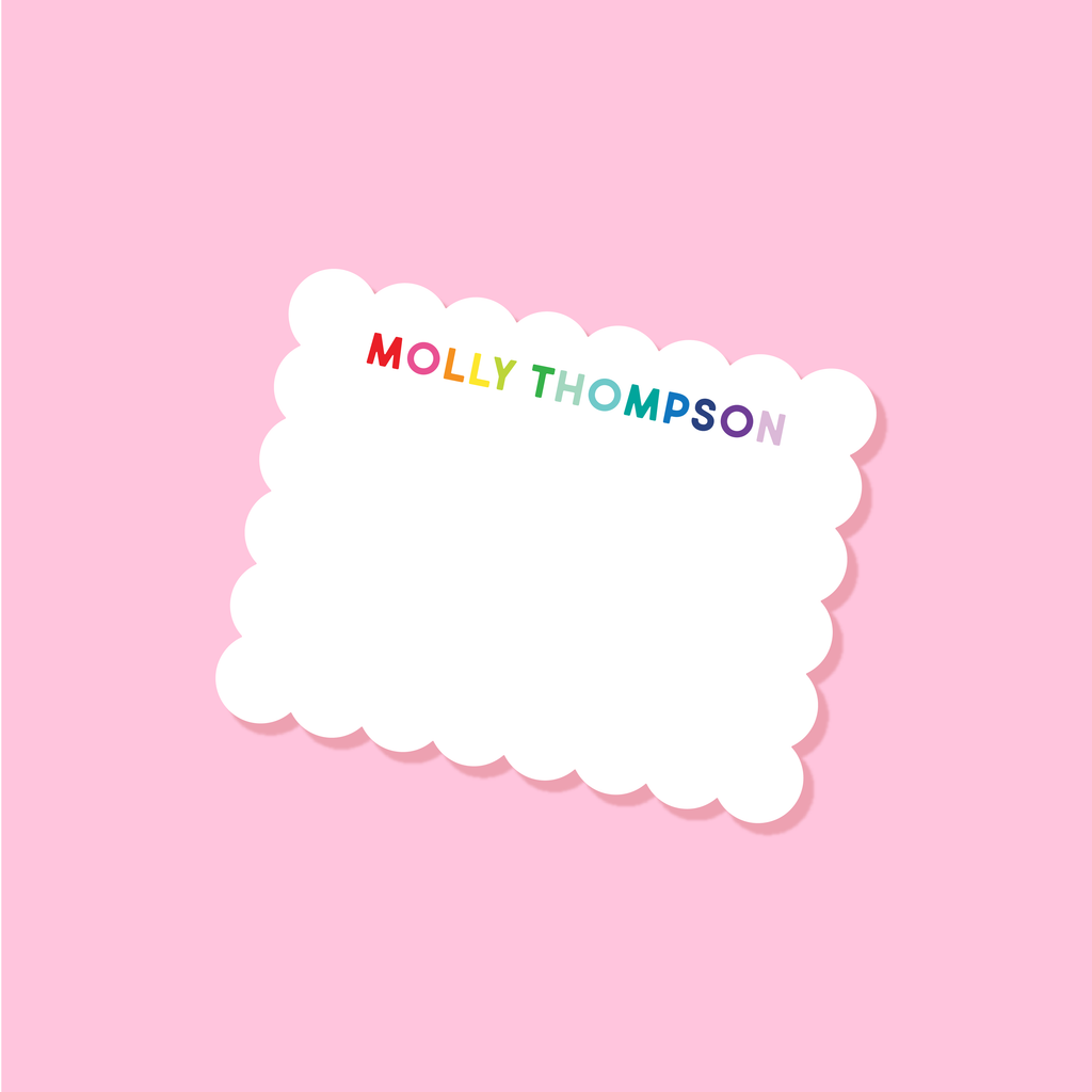 Personalized Scallop Stationery Rainbow