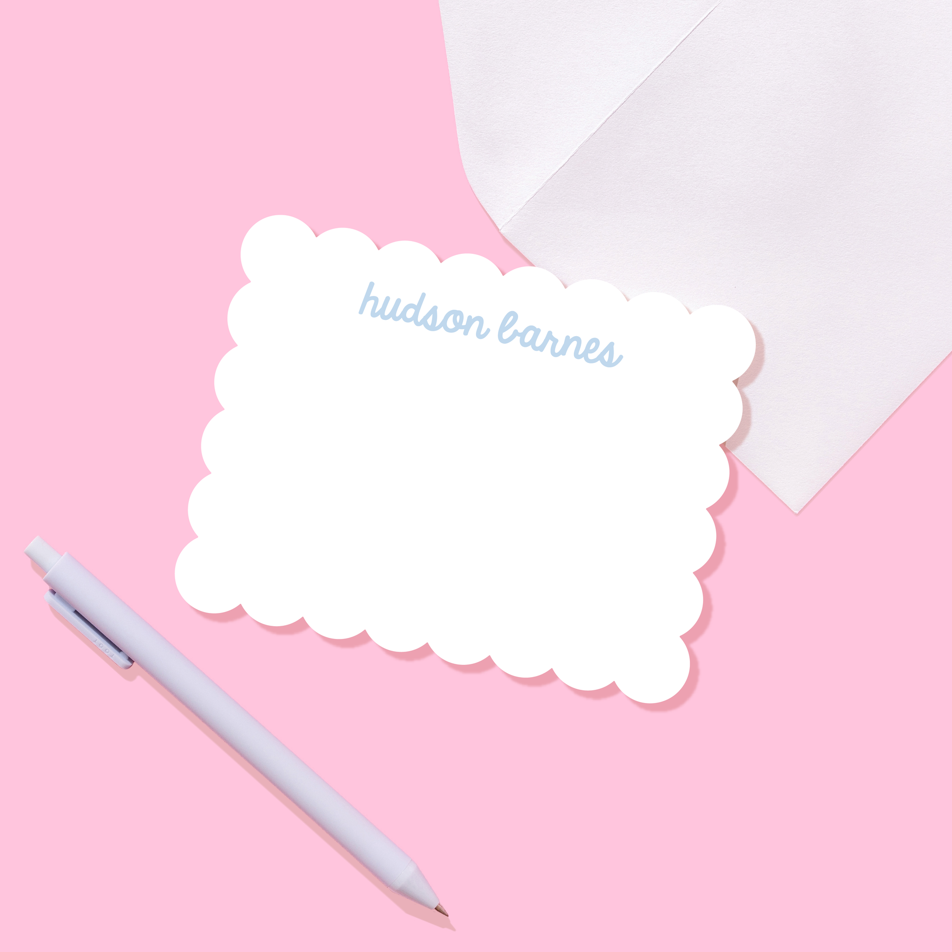 Script Scallop Personalized Stationery