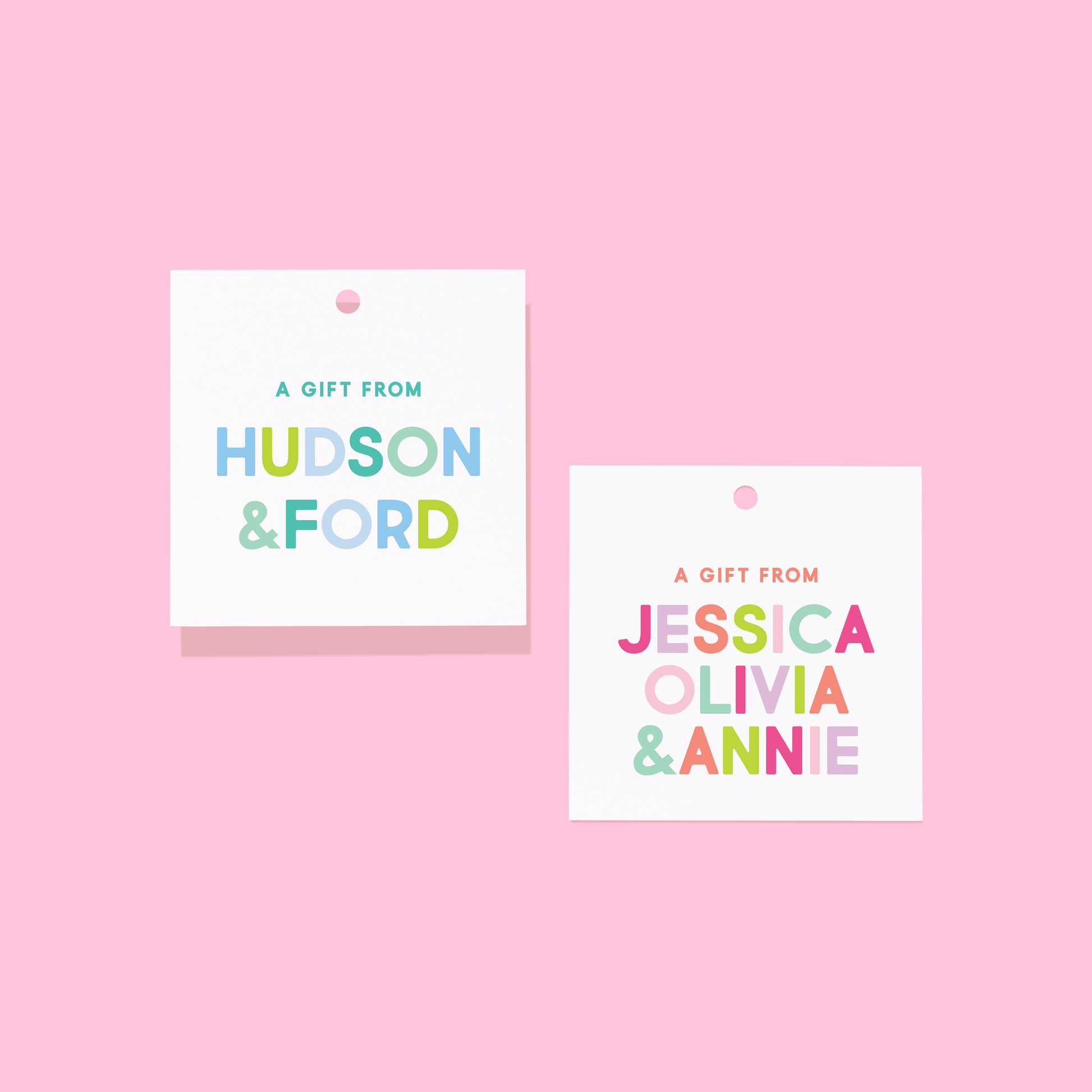 Colorful Names Gift Tags