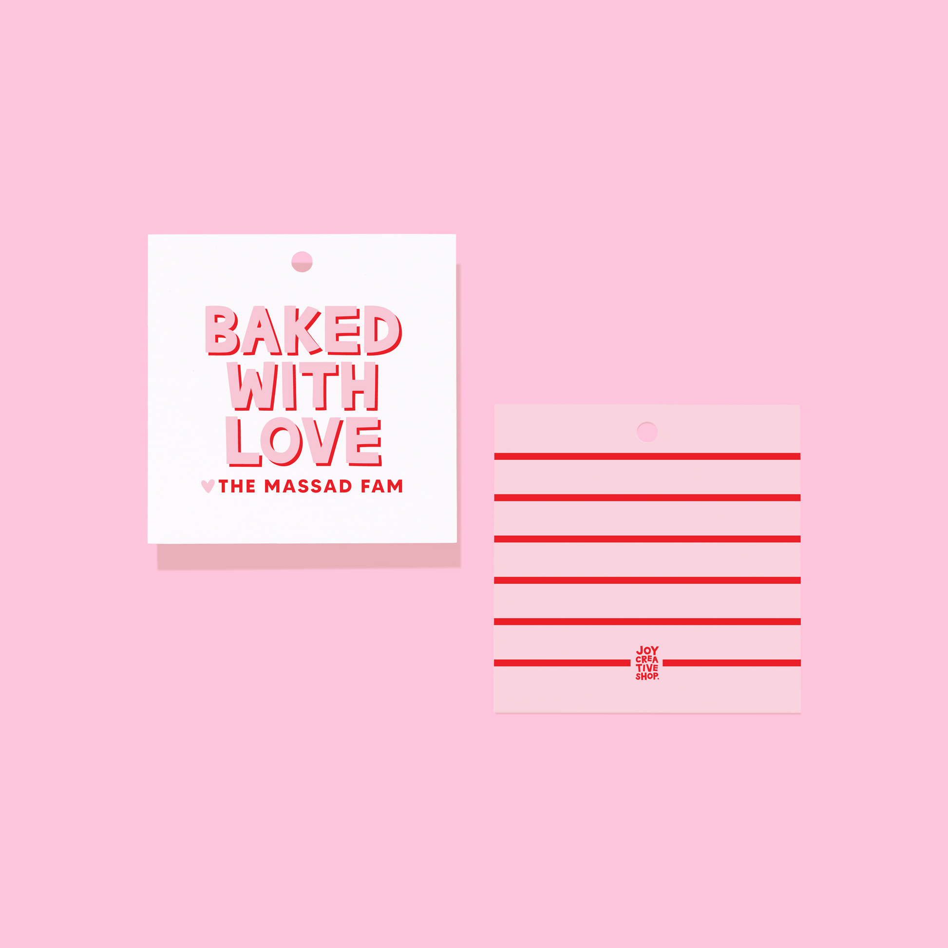 Valentine's Baked with Love Personalized Tags or Stickers
