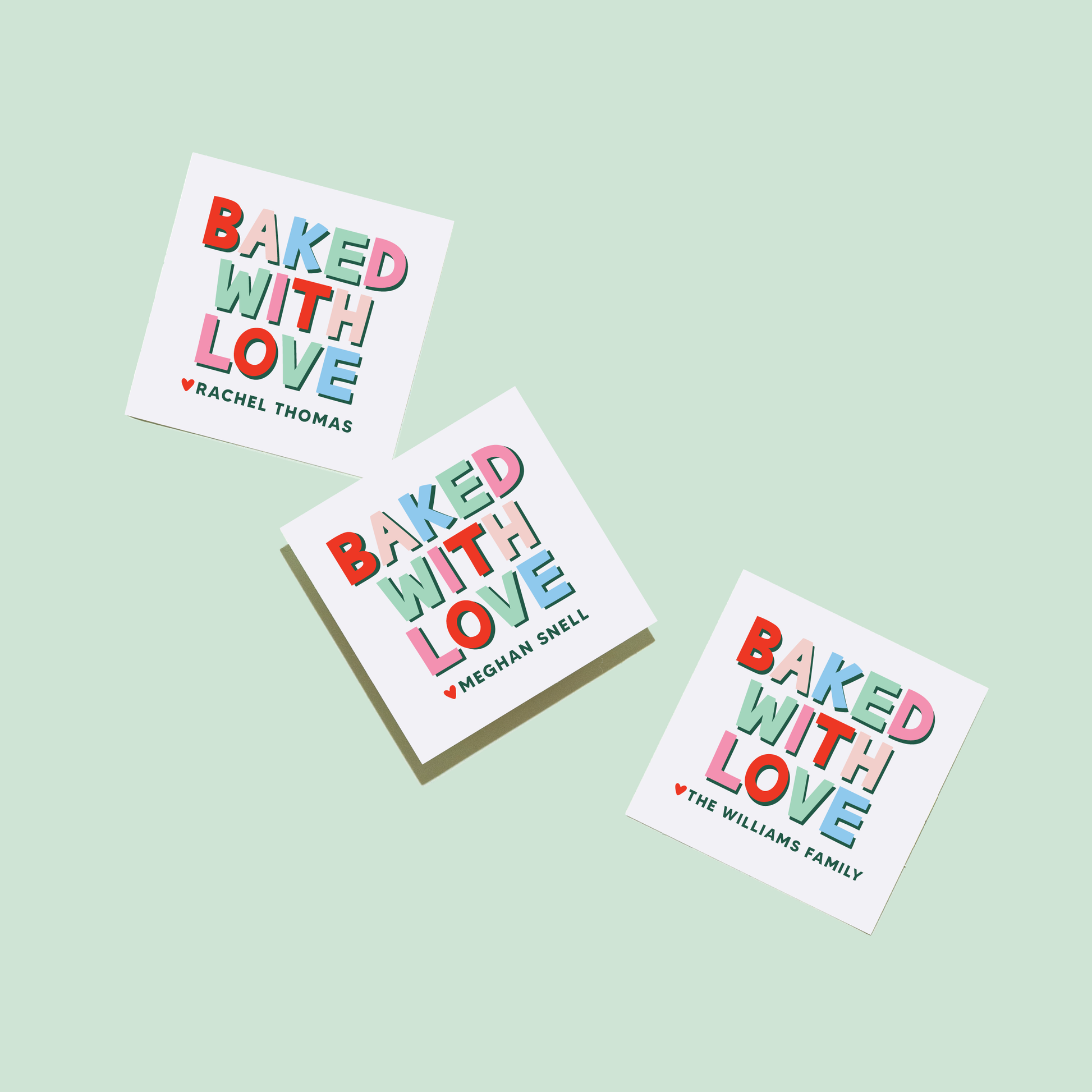 Baked with Love Holiday Personalized Tags or Stickers