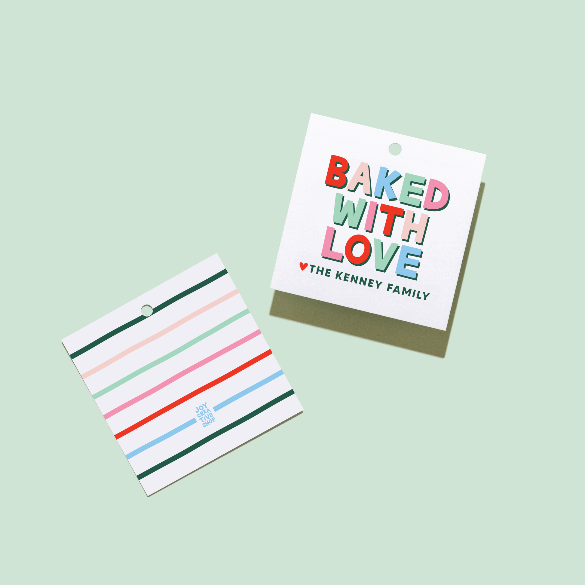 Baked with Love Holiday Personalized Tags or Stickers