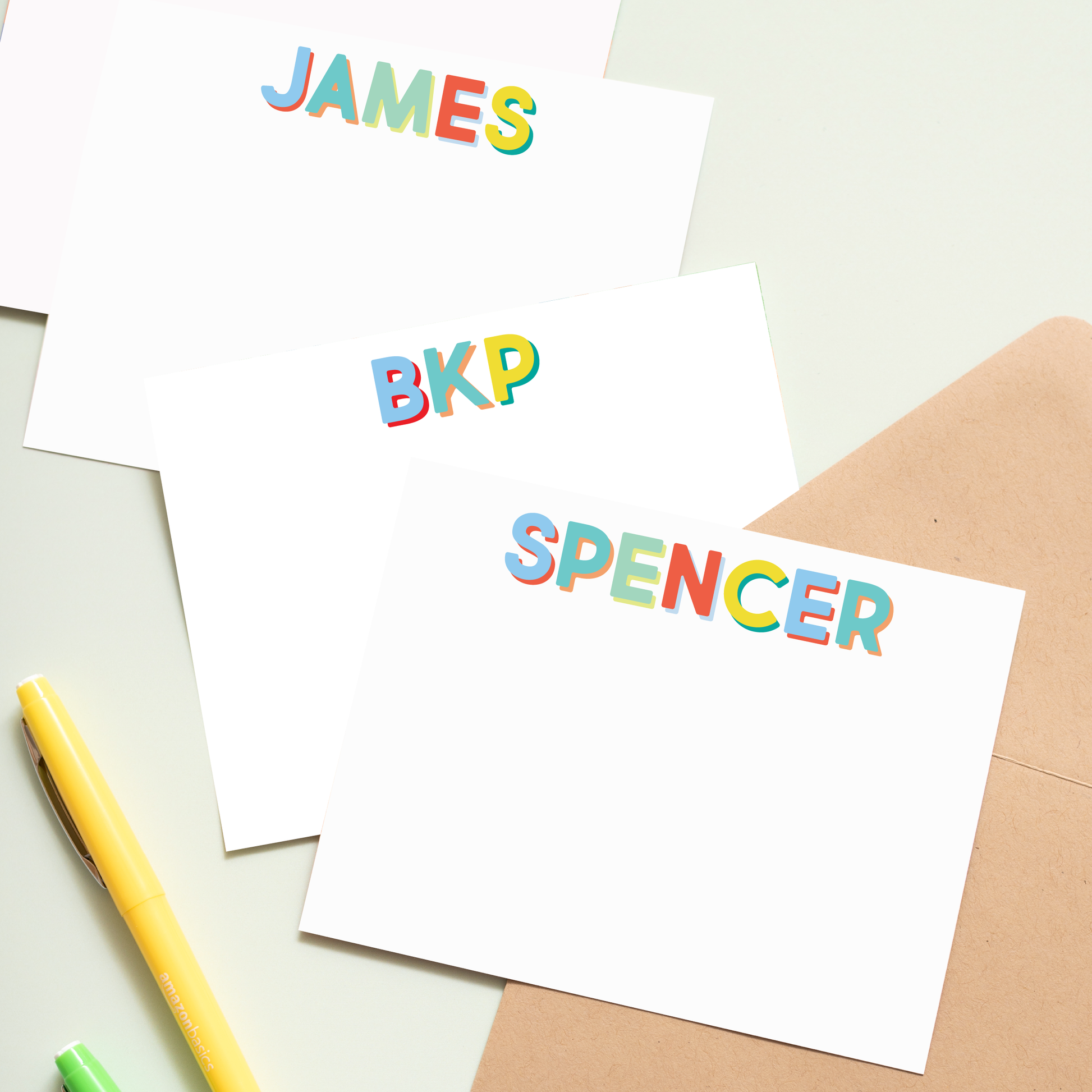 Multi-Bluebell Modern Classics Personalized Stationery