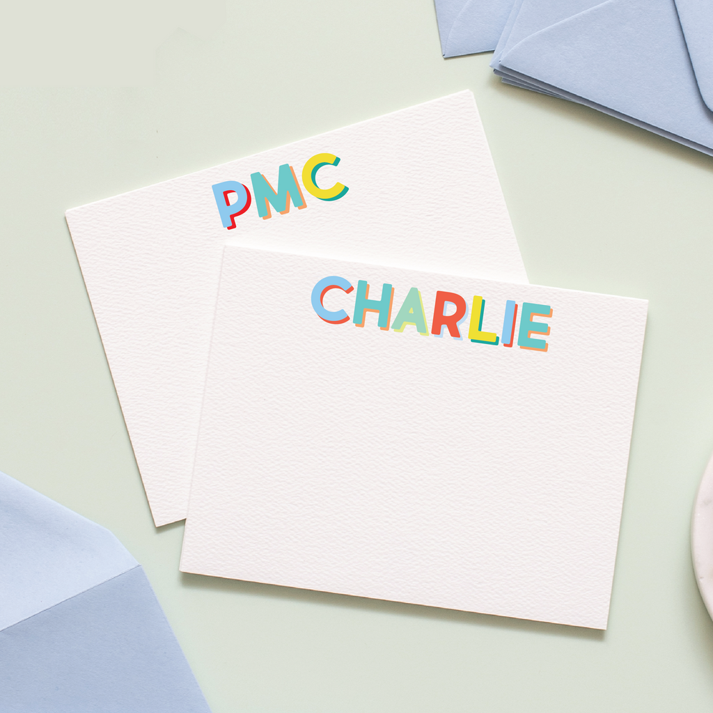 Multi-Bluebell Modern Classics Personalized Stationery