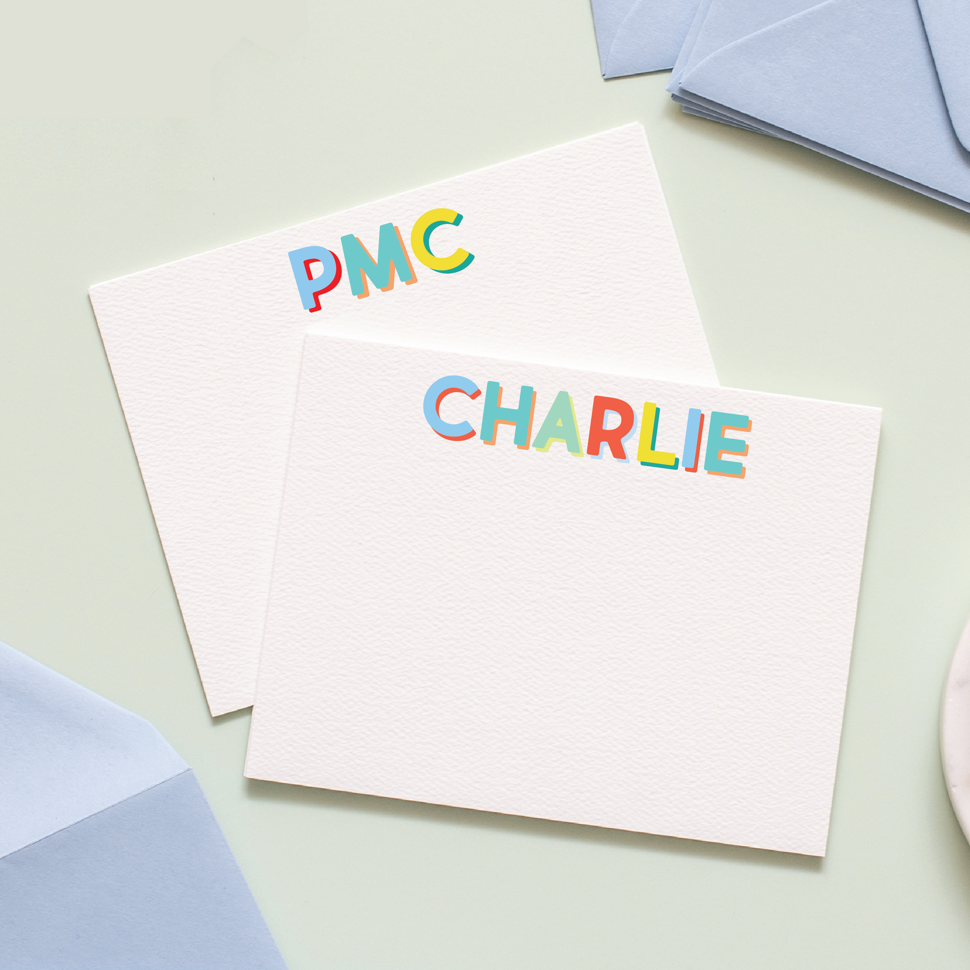 Multi-Bluebell Modern Classics Personalized Stationery