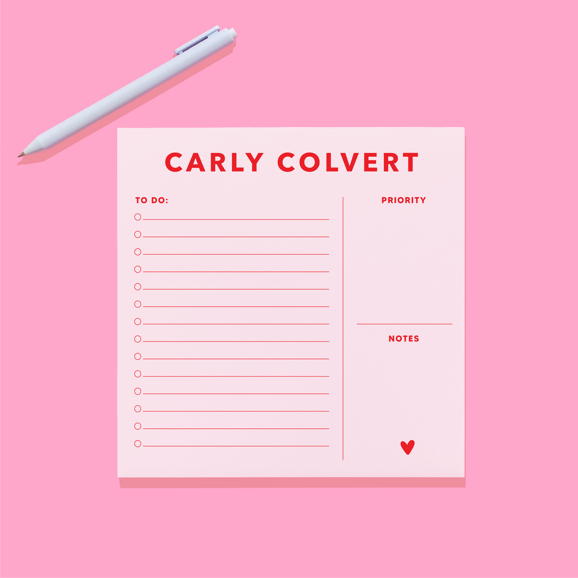 Valentine Pink & Red Task Pad