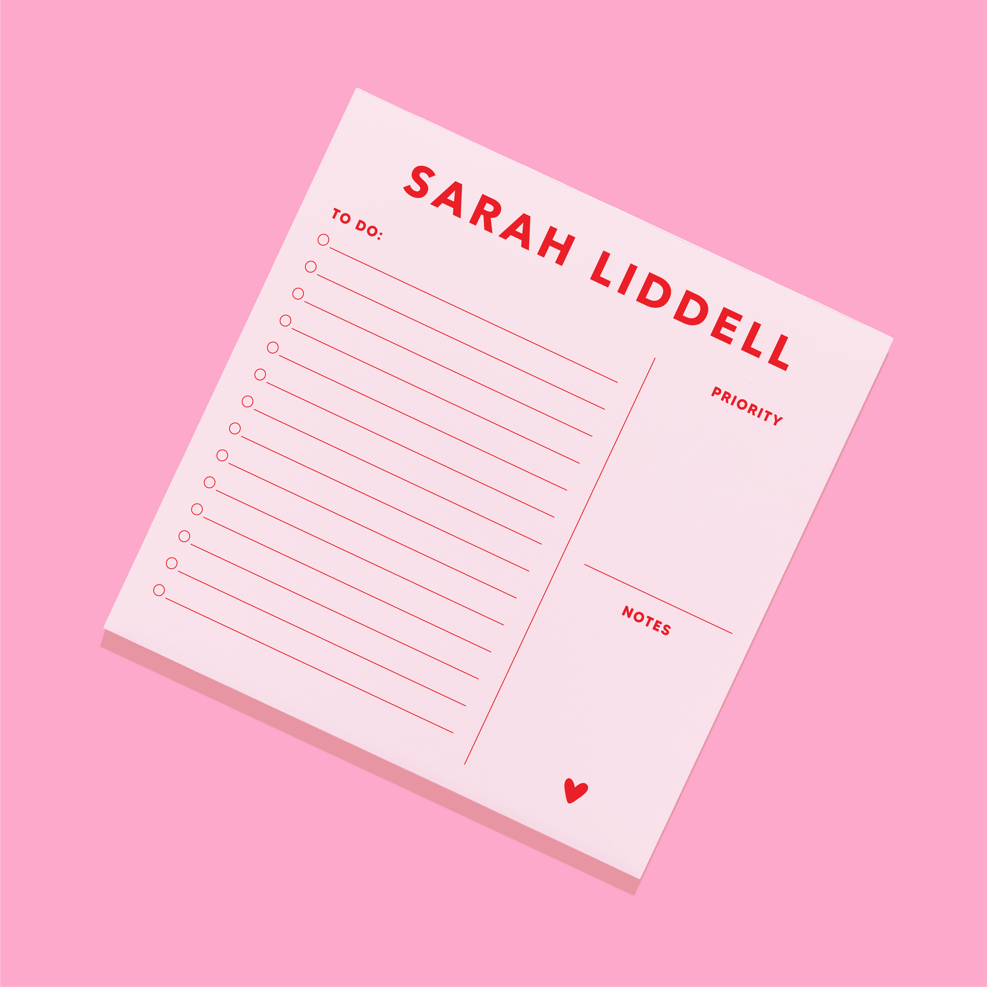 Valentine Pink & Red Task Pad