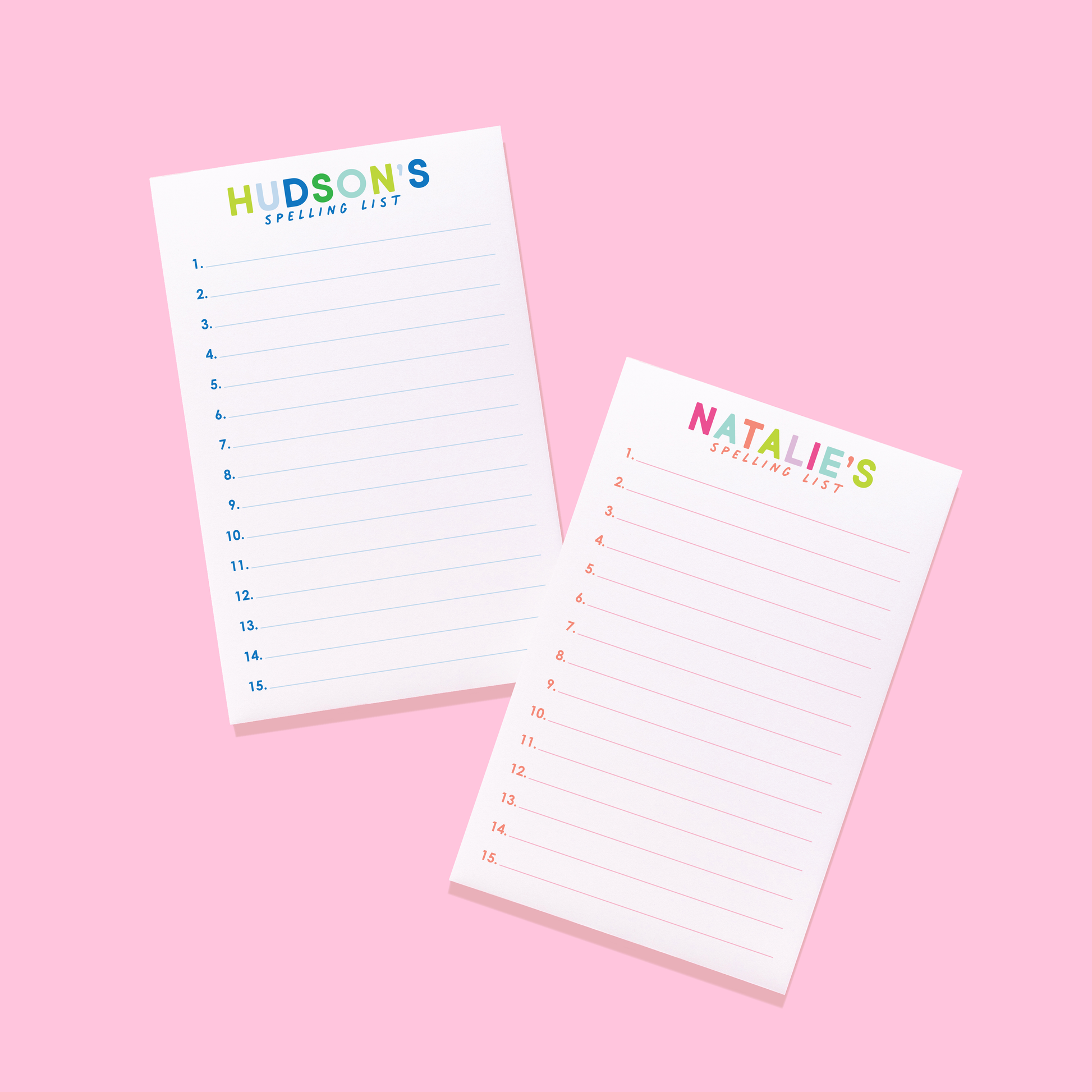Spelling List Personalized Notepad