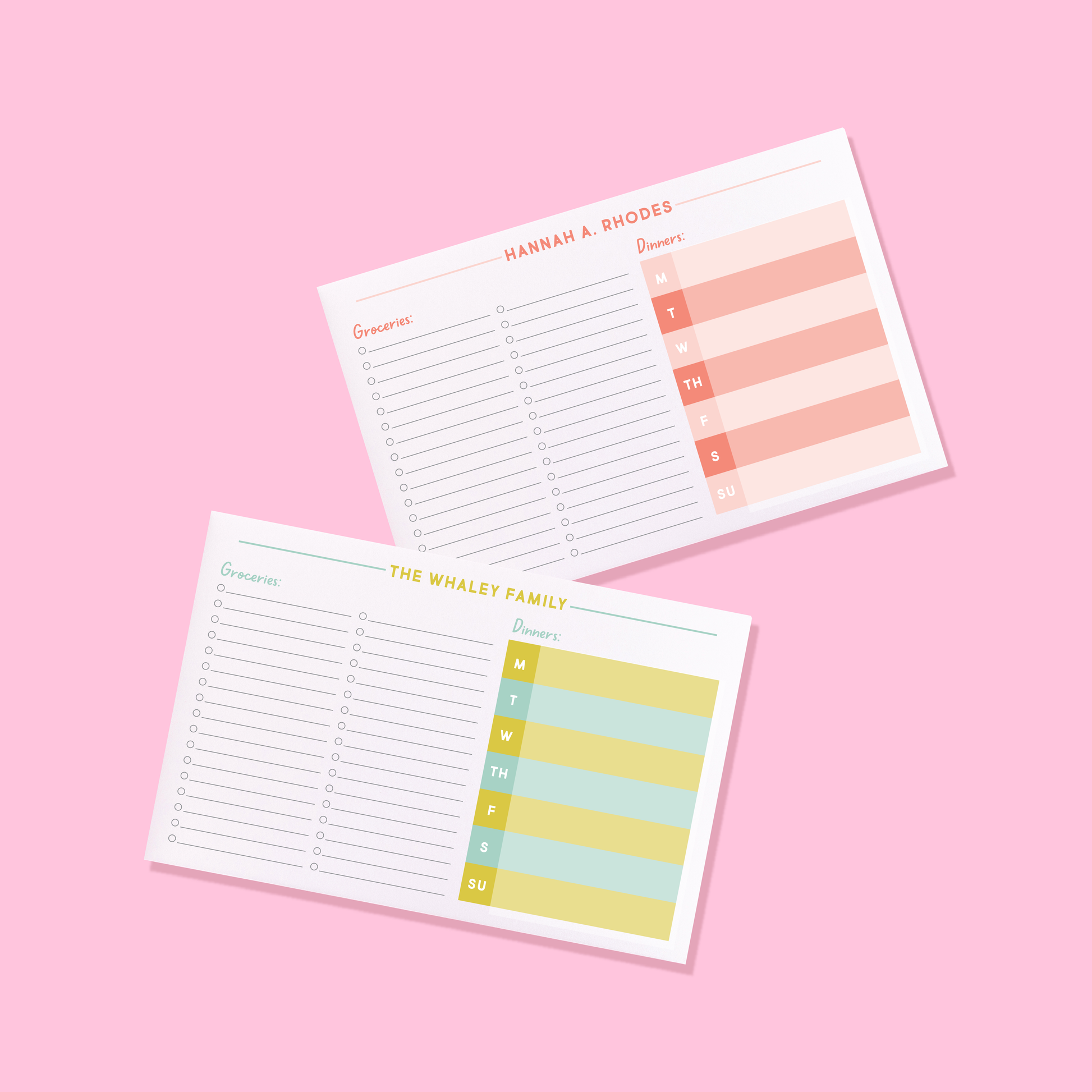 Personalized Meal Planner/Grocery Notepad