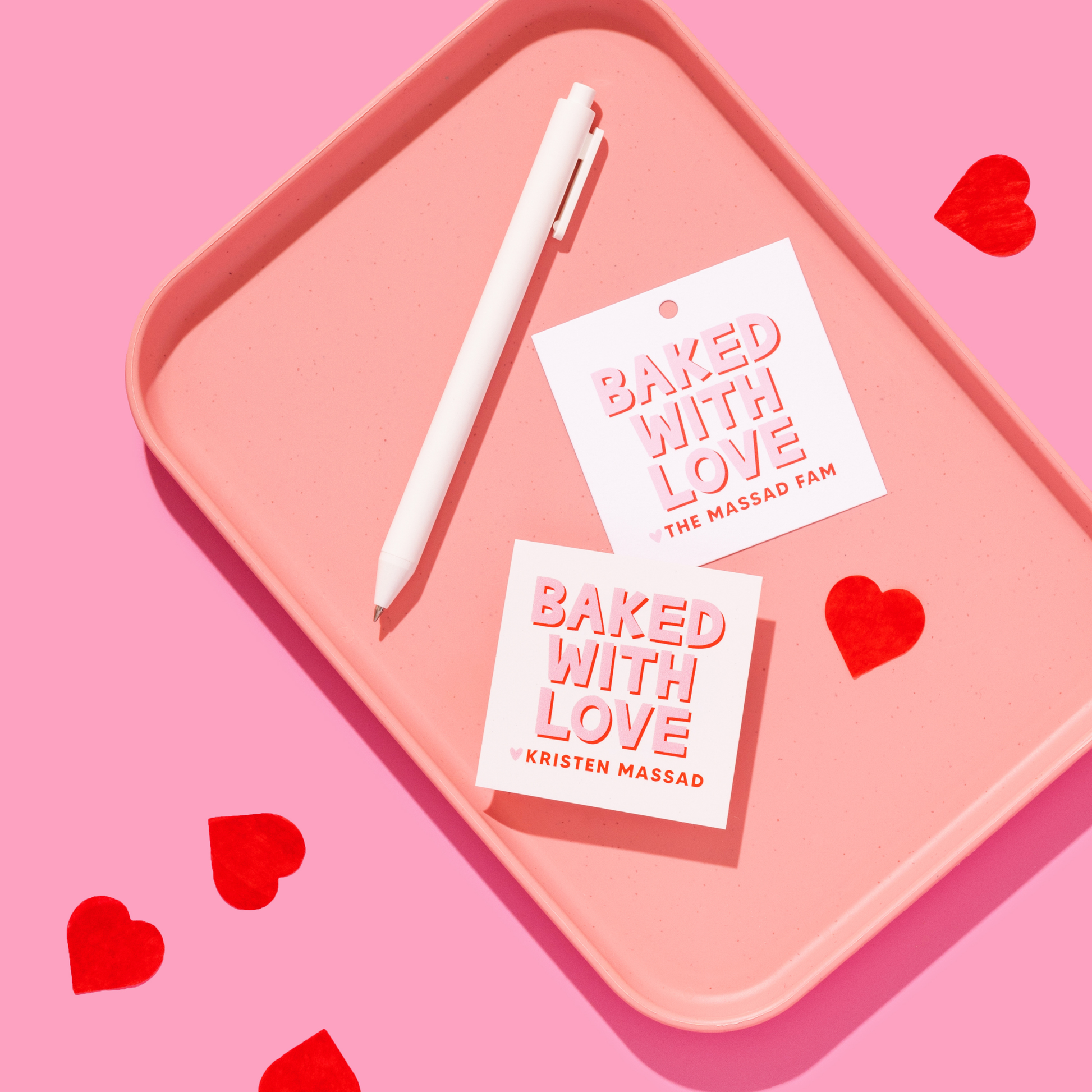 Valentine's Baked with Love Personalized Tags or Stickers