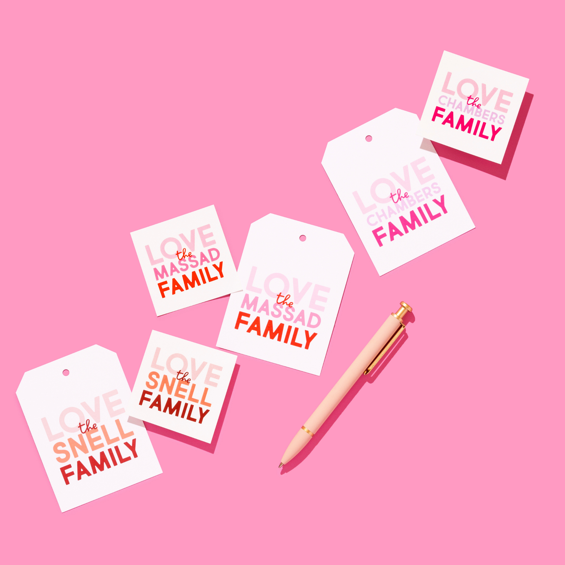 Valentine's Stacked Family Personalized Gift Tag or Sticker