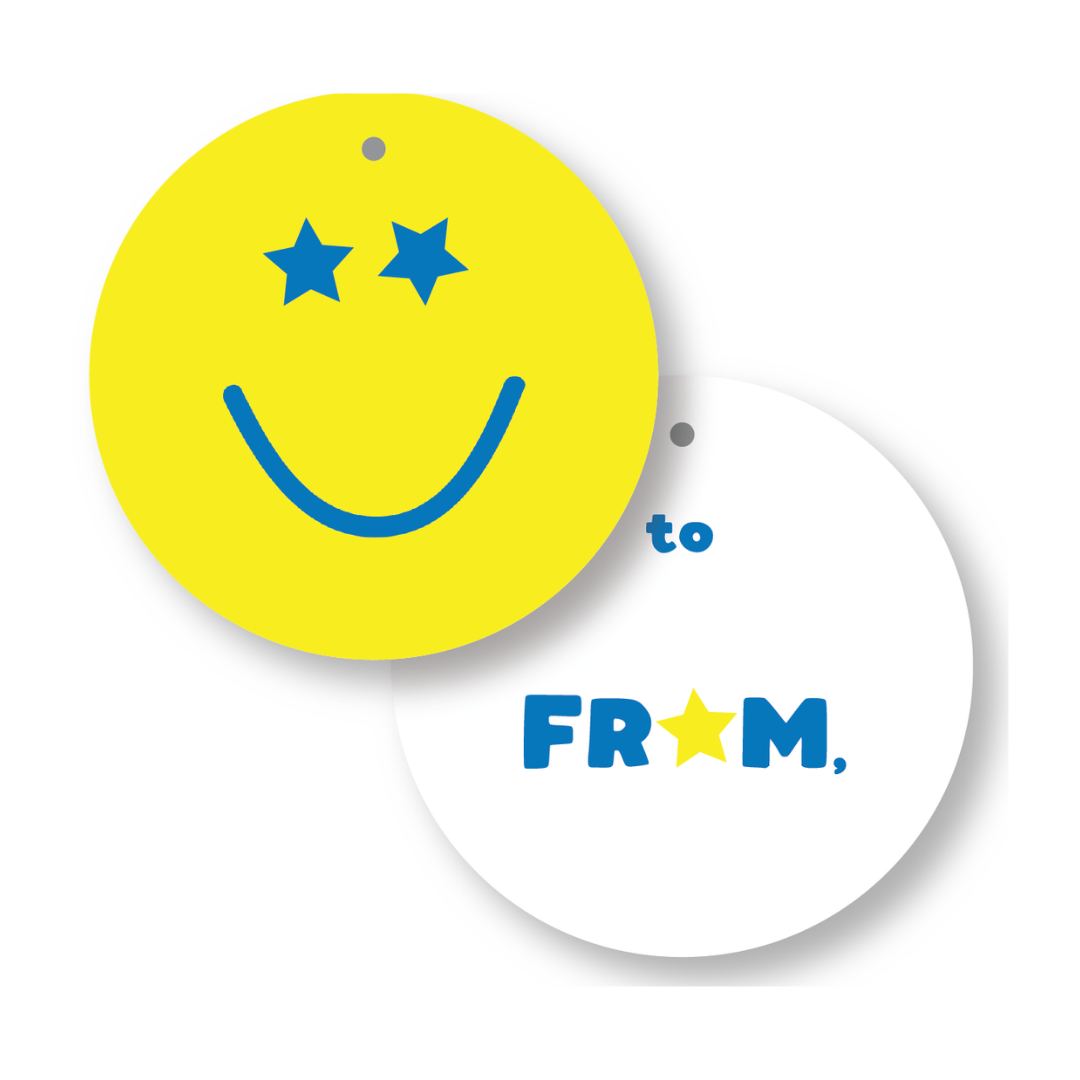 Starry Eyed Emoji Round Gift Tags