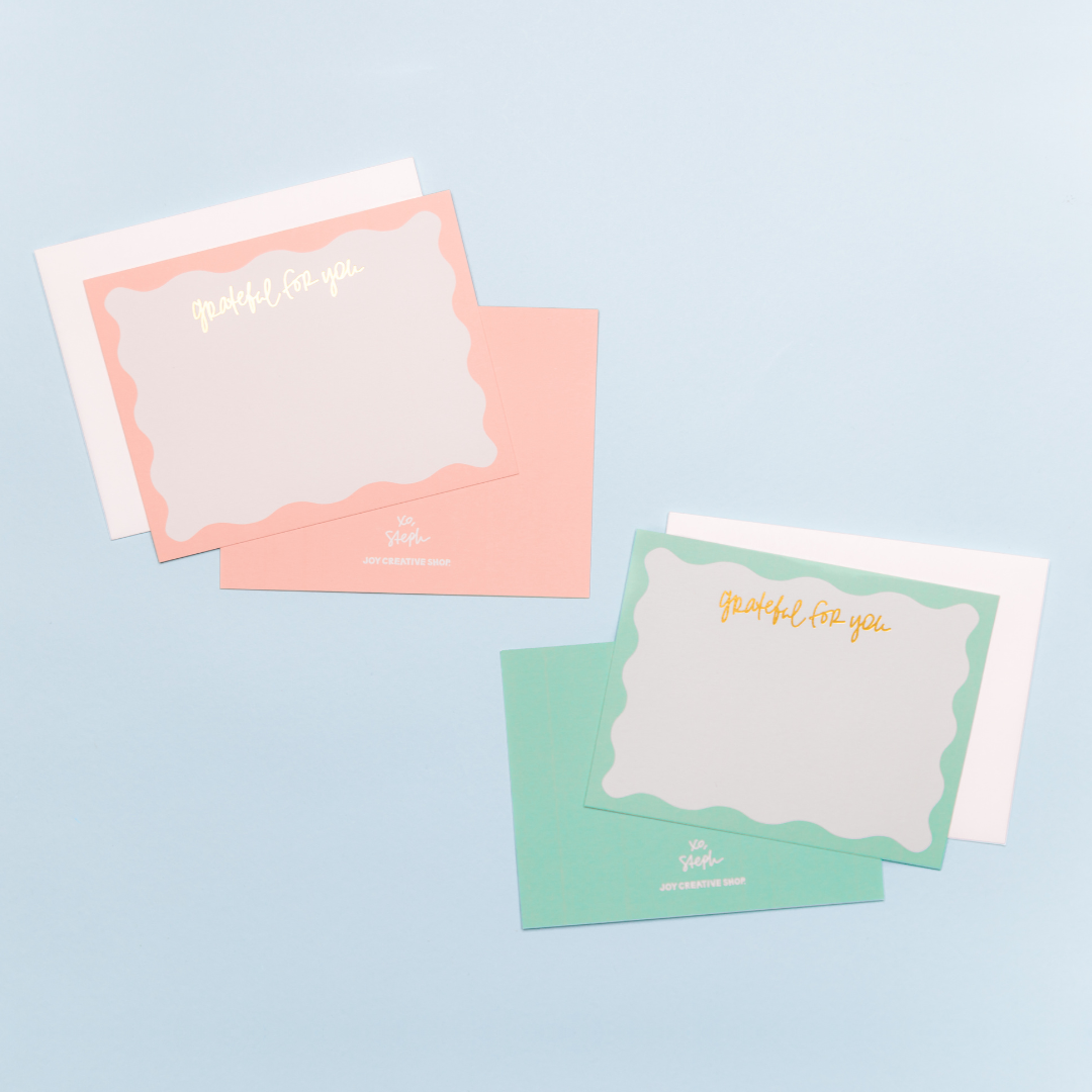 &quot;Grateful for You&quot; Gold Foil Notecards