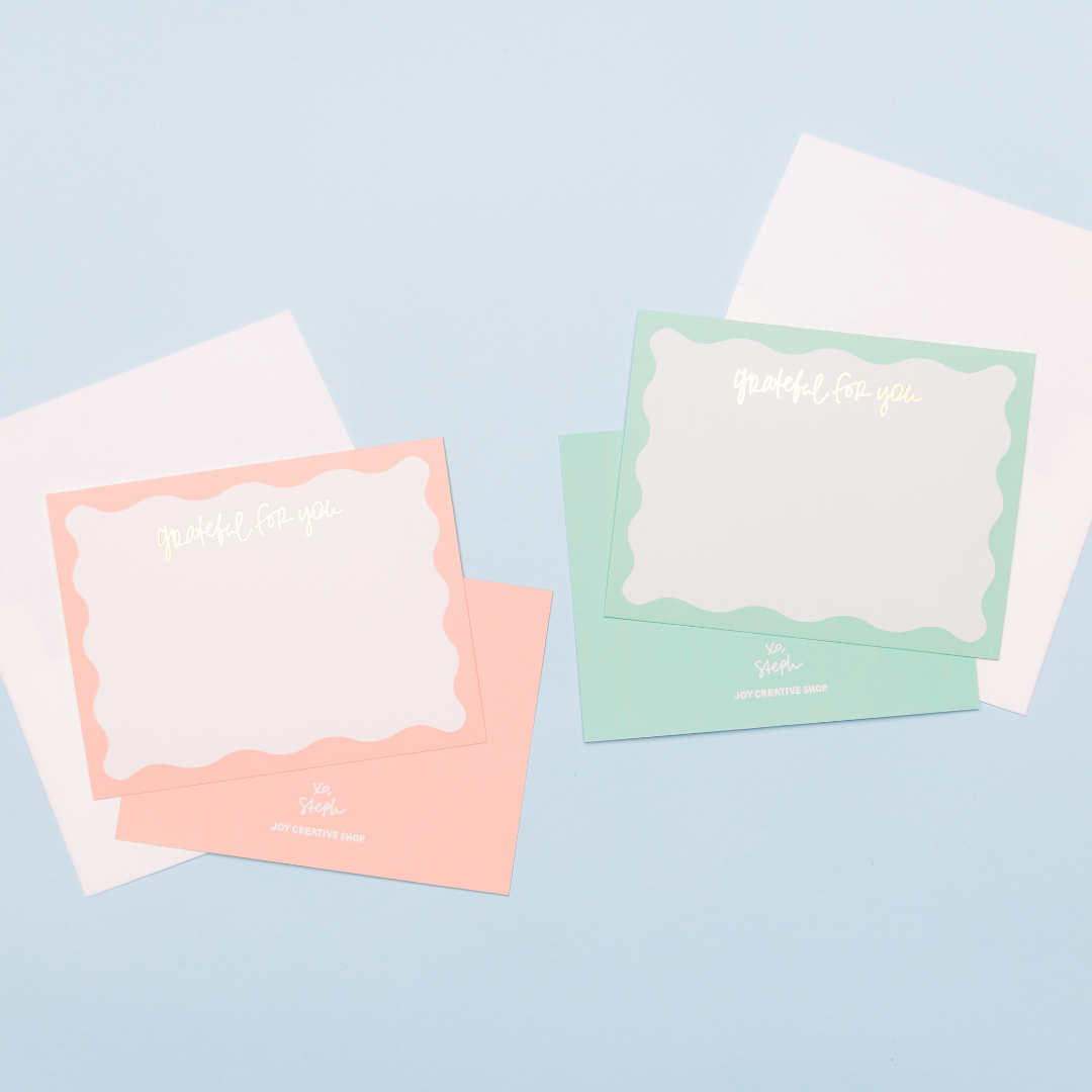 &quot;Grateful for You&quot; Gold Foil Notecards