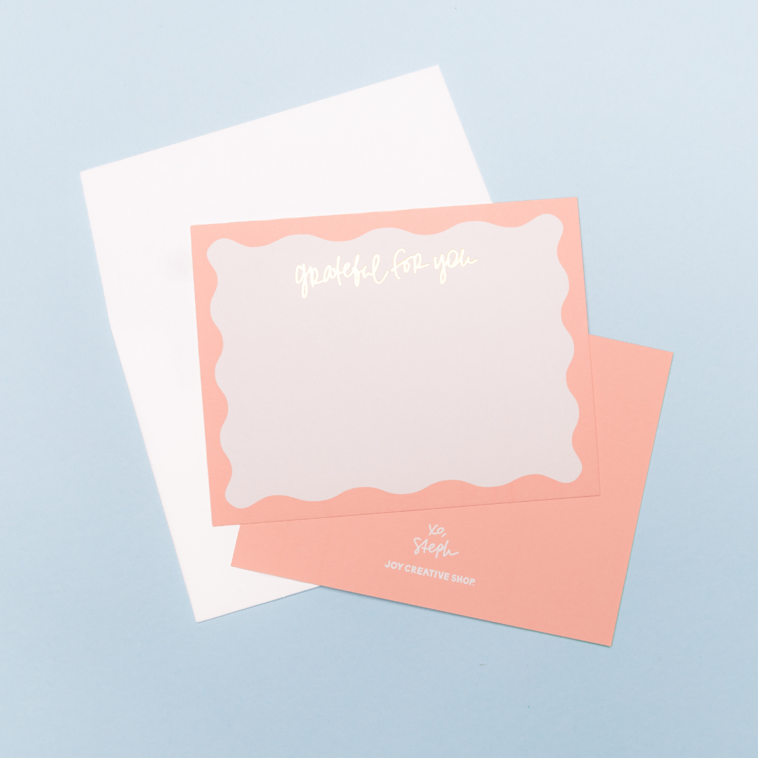 &quot;Grateful for You&quot; Gold Foil Notecards