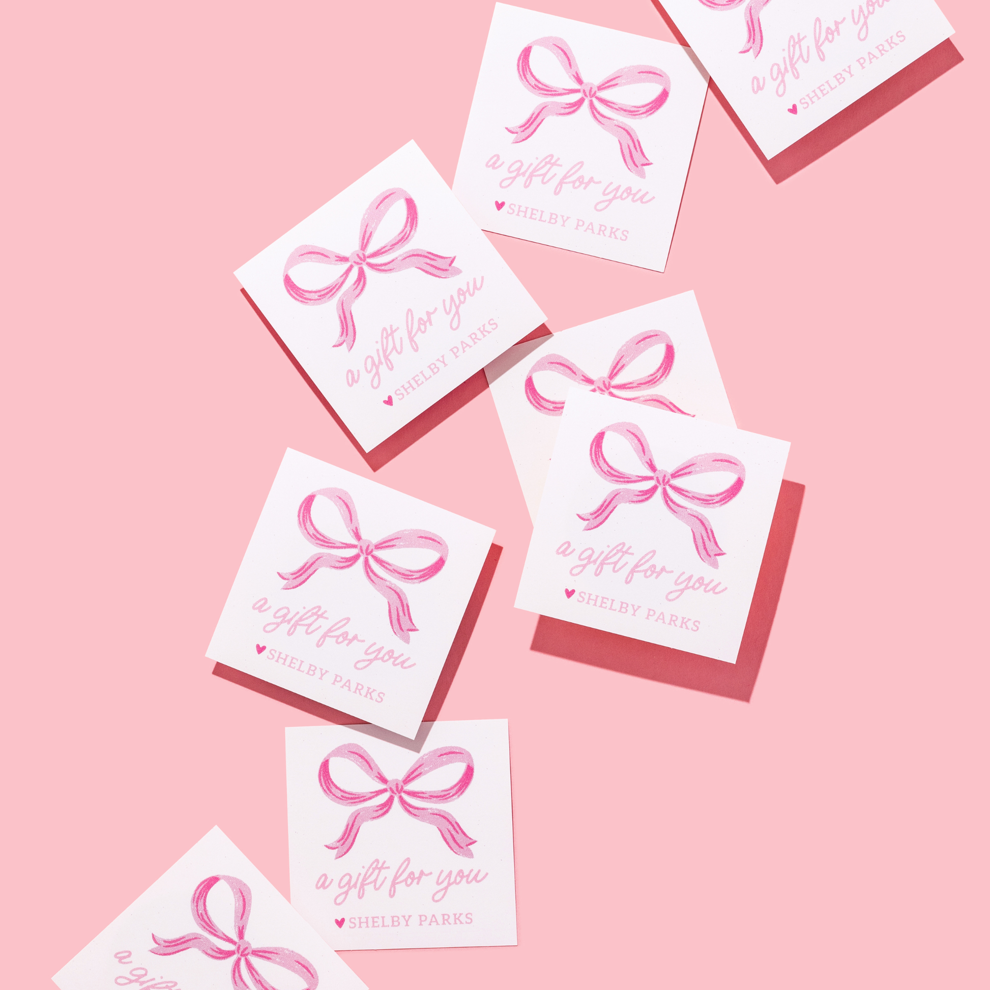 Shelby Parks Pink Bow Personalized Gift Tags or Stickers