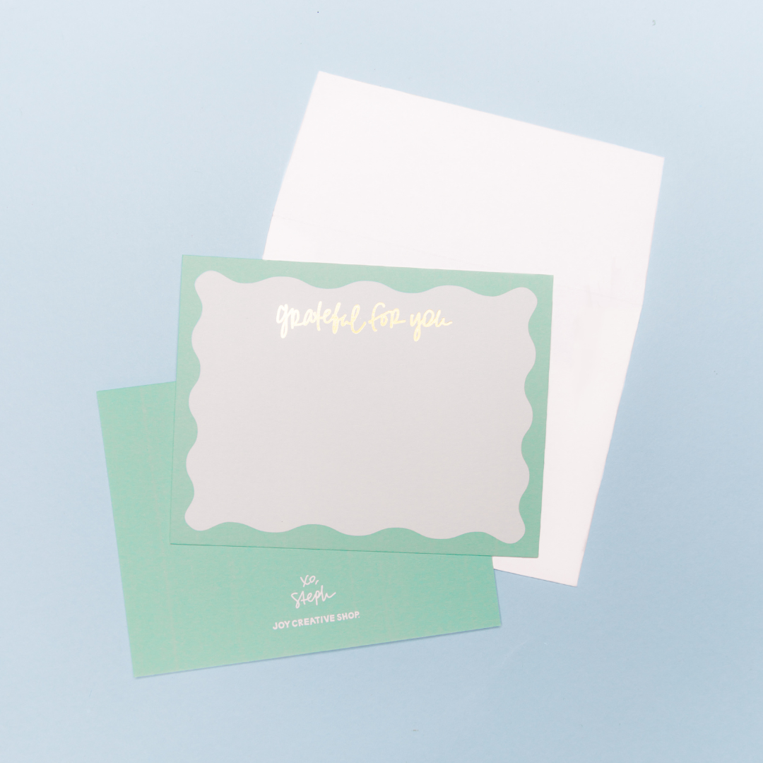&quot;Grateful for You&quot; Gold Foil Notecards